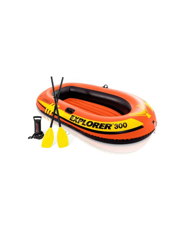INTEX Explorer 300 Inflatable Boat Two Air Chambers Inflatable Floor Welded - Or