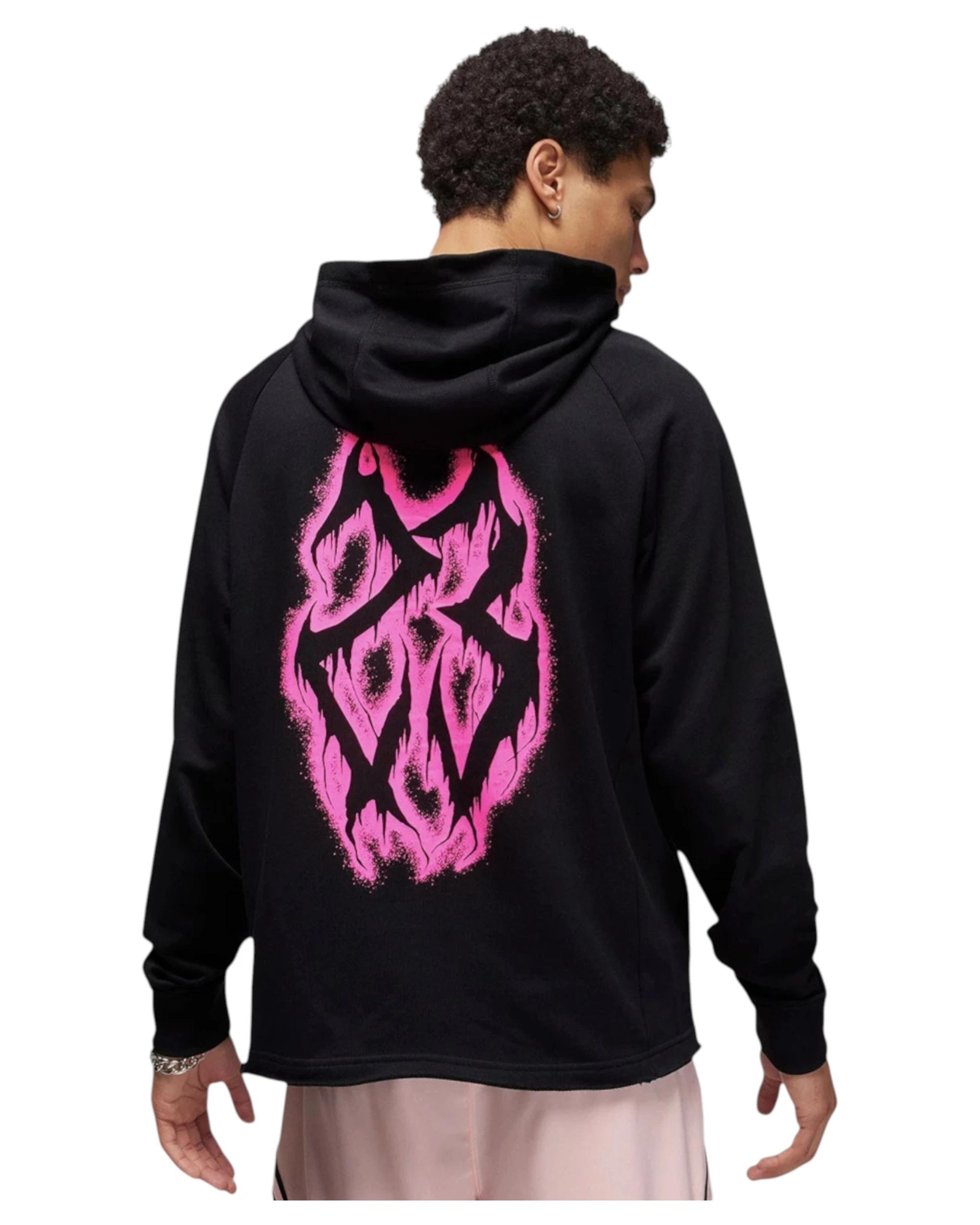 2 Nike Mens Jordan Dri-FIT Sport Fleece Pullover Black Graphic Hoodie BLACK, 2 of 5