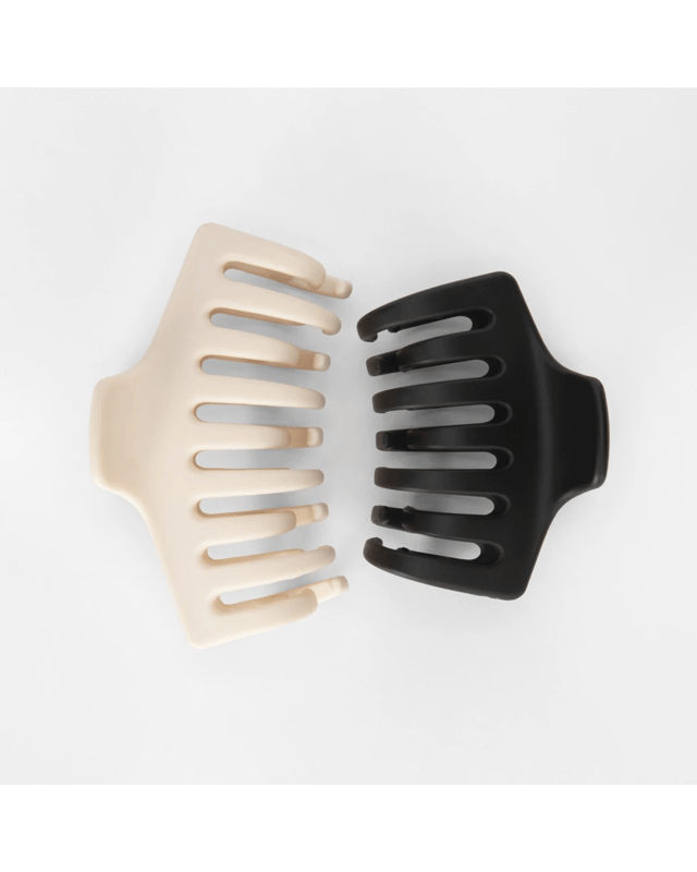 OXX Haircare 2 Pack Bone and Black Medium and Small Barrel Triple Grip Claw Hair C