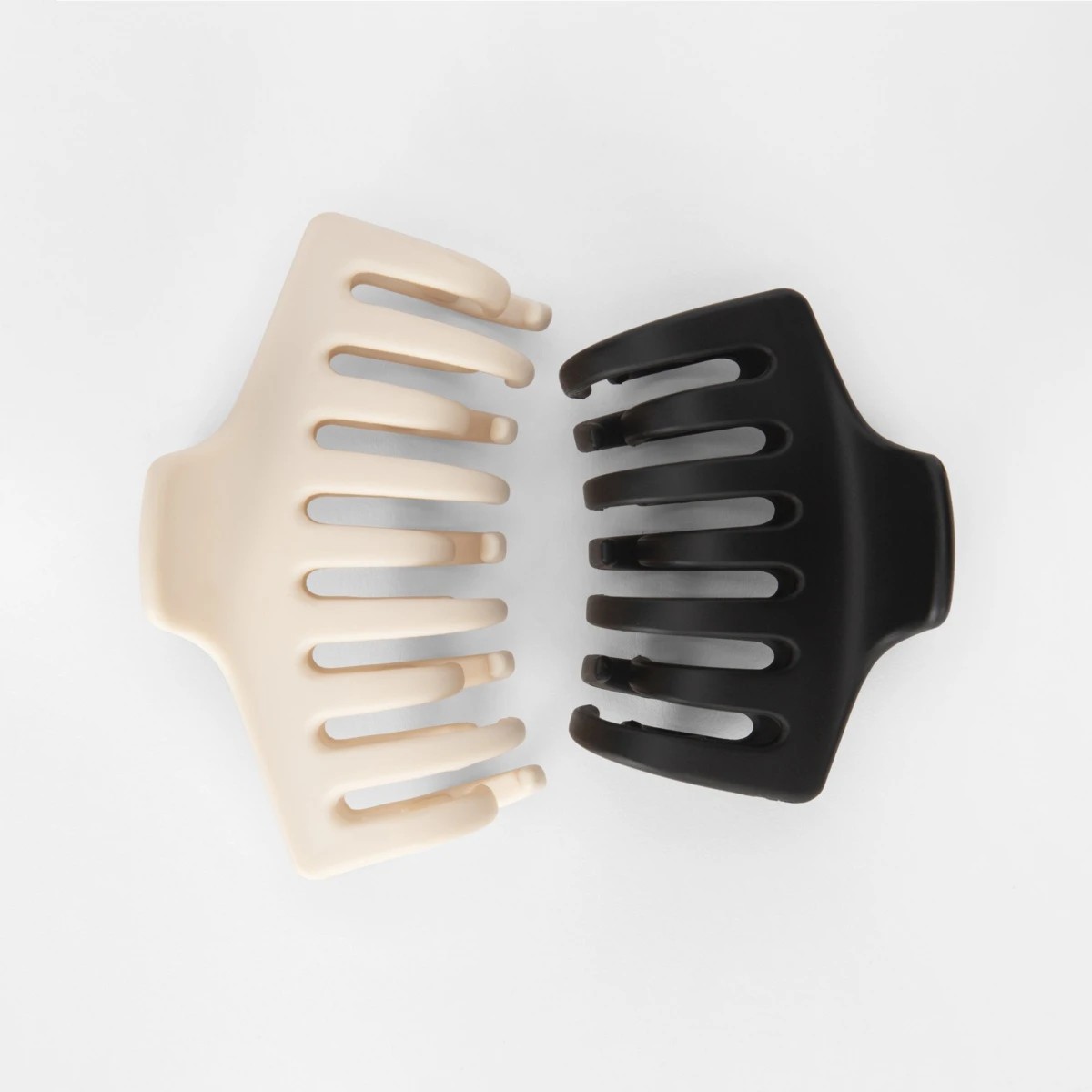 1 OXX Haircare 2 Pack Bone and Black Medium and Small Barrel Triple Grip Claw Hair Clips, 1 of 4