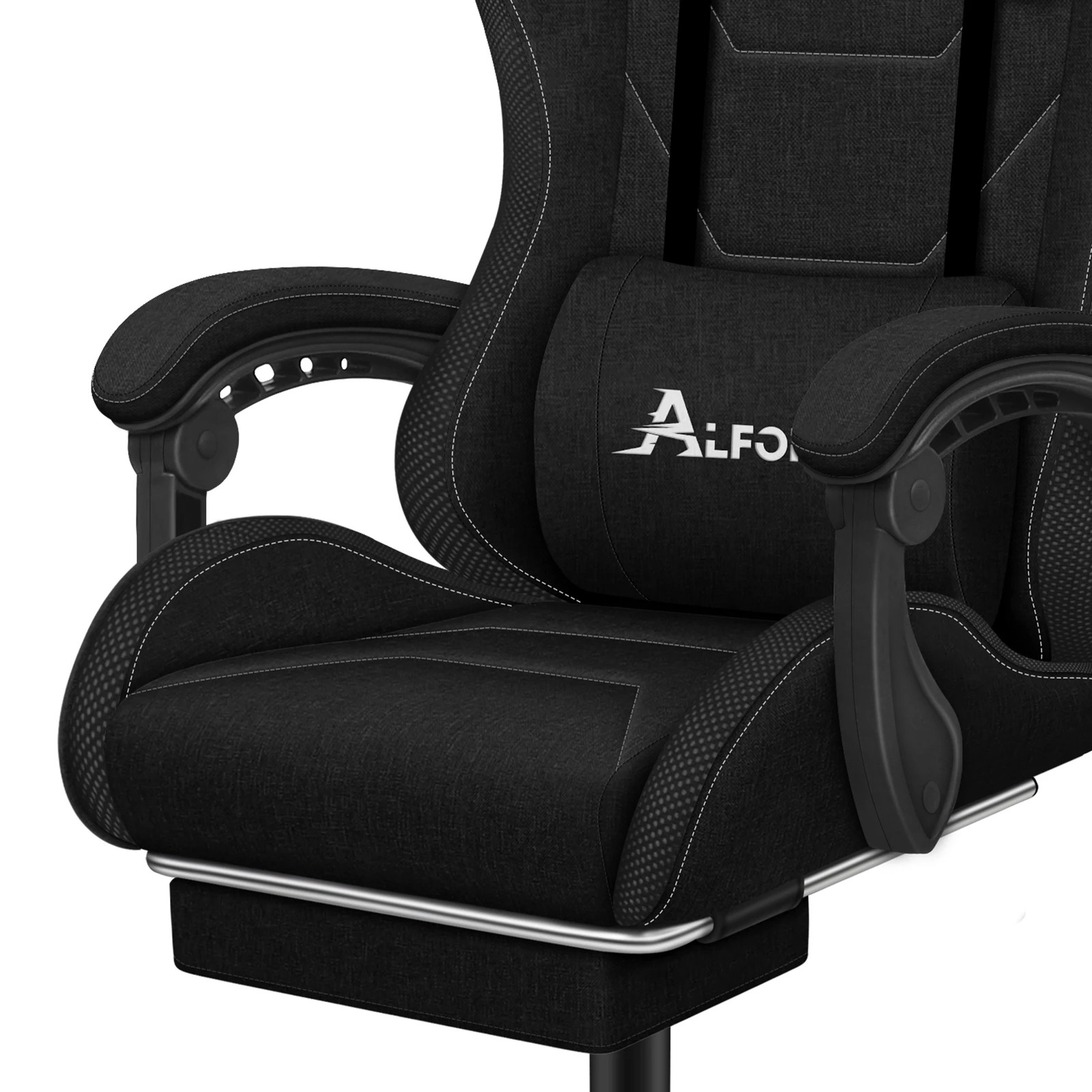 8 Alfordson Gaming Chair Office Massage 12 RGB LED Computer Fabric - All Black, 8 of 10