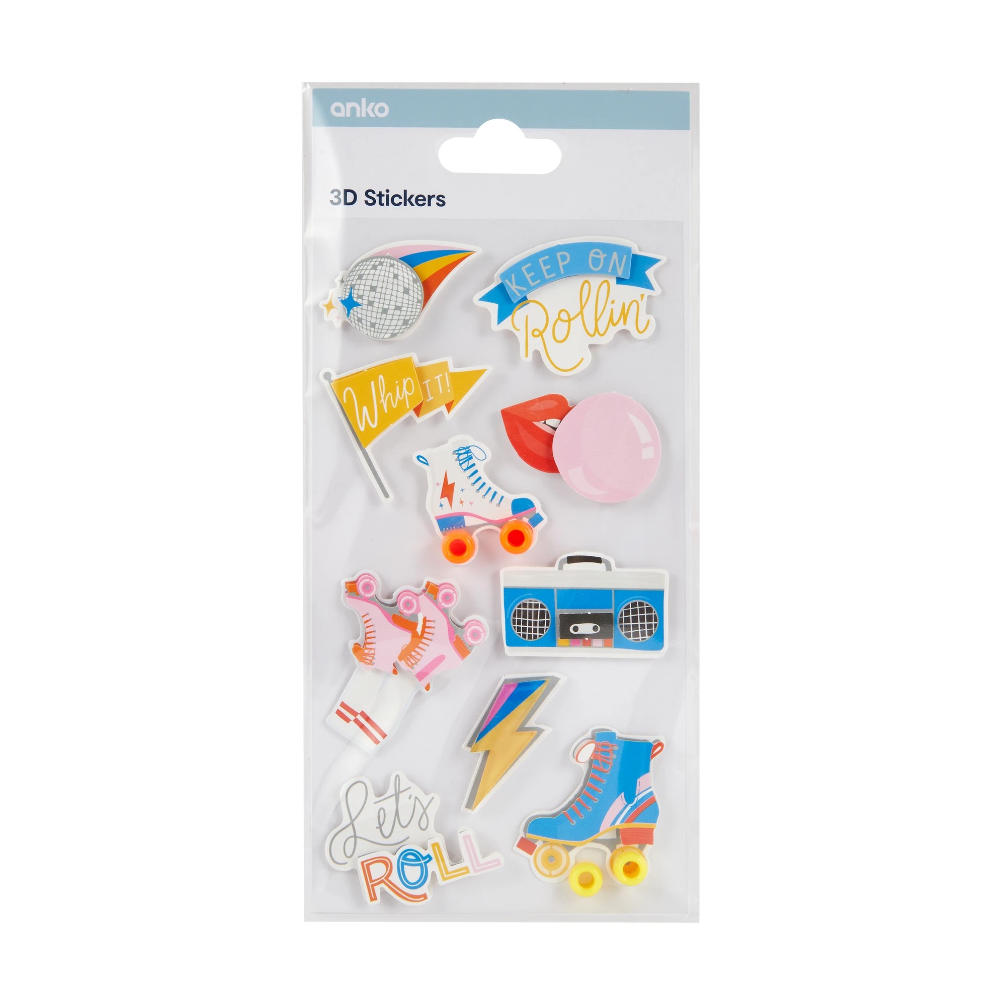 1 3D Stickers Sheet - Retro, 1 of 2