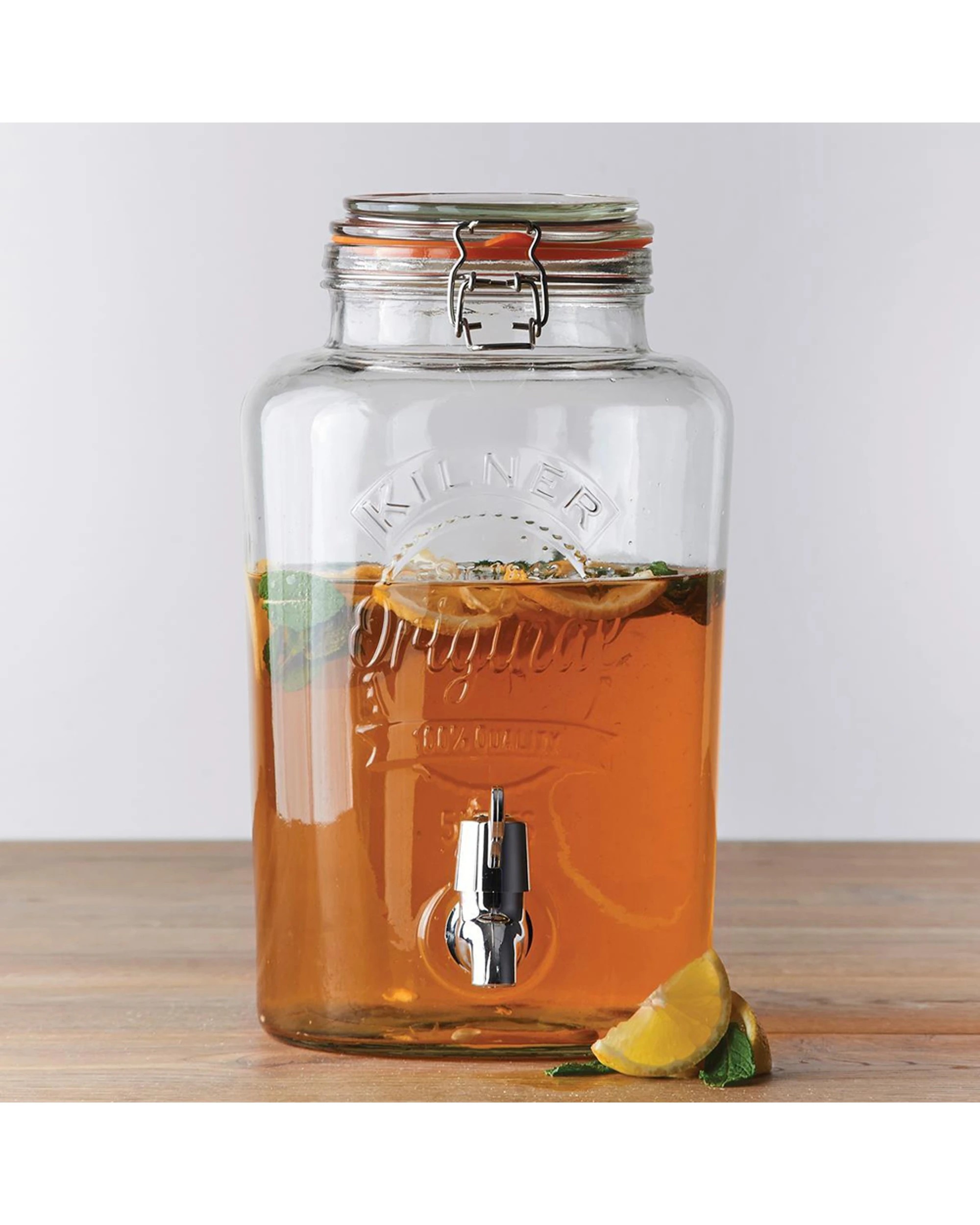 2 Kilner 5L Glass Round Drink Dispenser Clip-Top Lid Airtight Seal Gift Boxed - Clear, 2 of 4