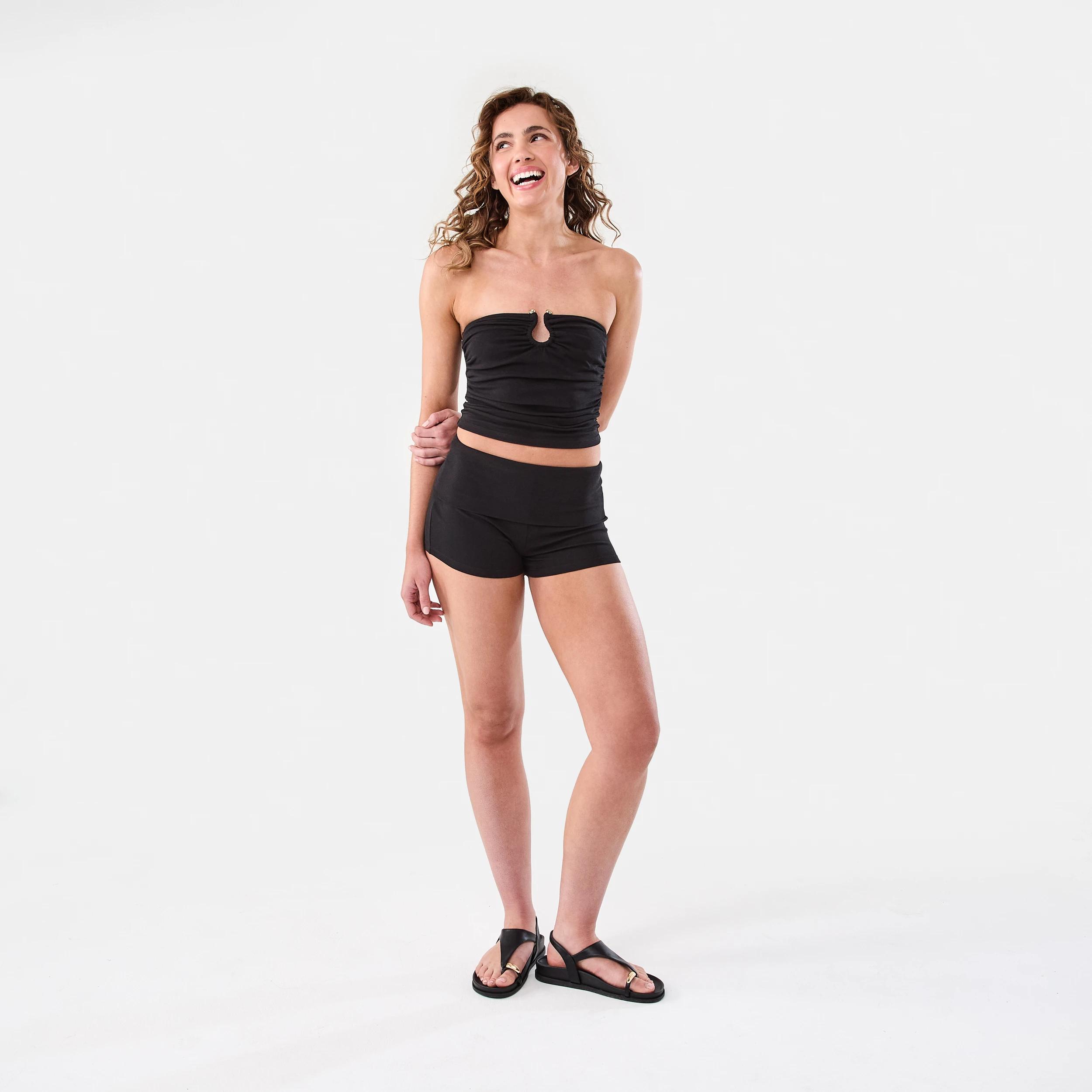 2 Fold Over Mini Shorts Black, 2 of 6