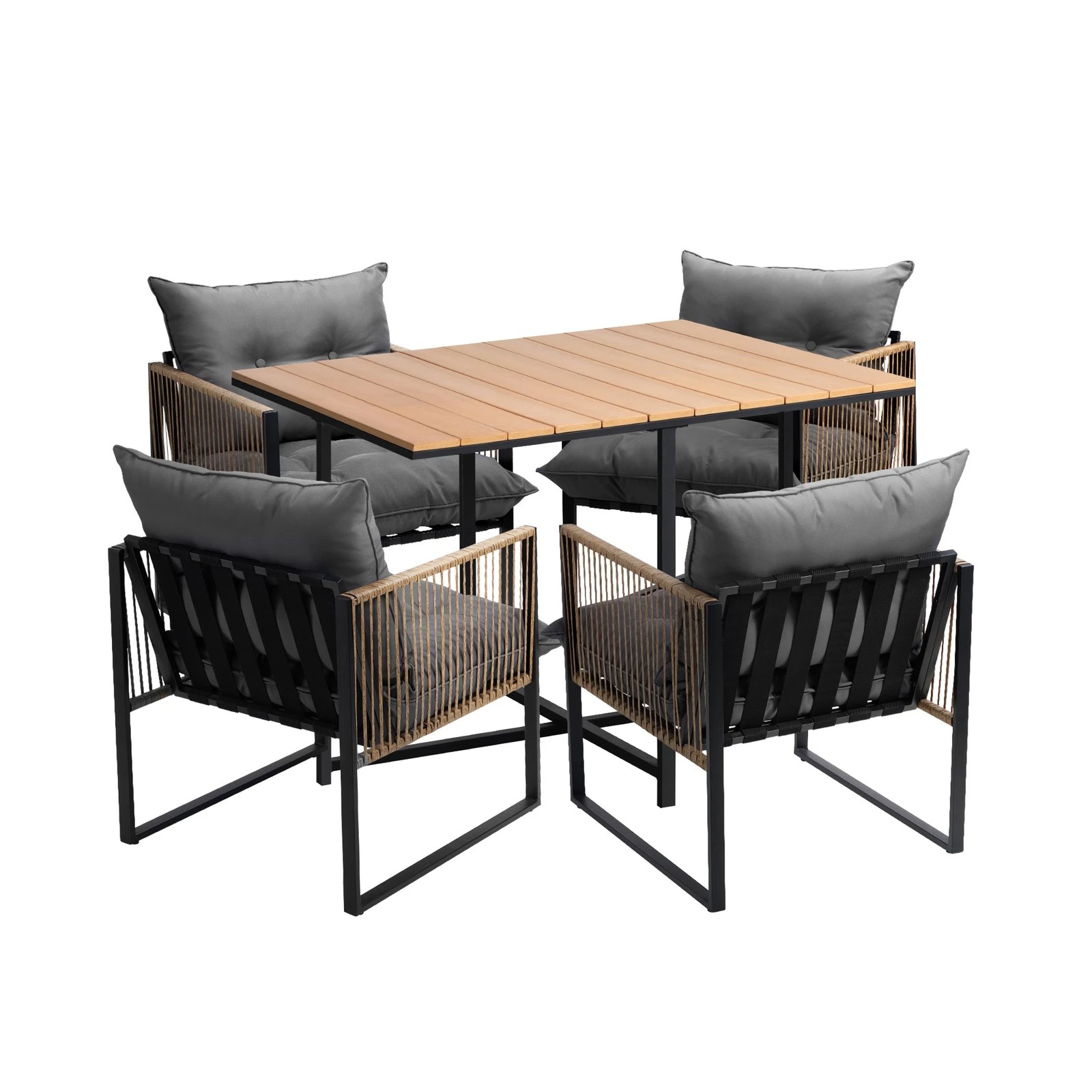 5 Livsip Outdoor Dining Set Furniture Patio Setting Wood-plastic Table 4 Seater
 - Multi, 5 of 10