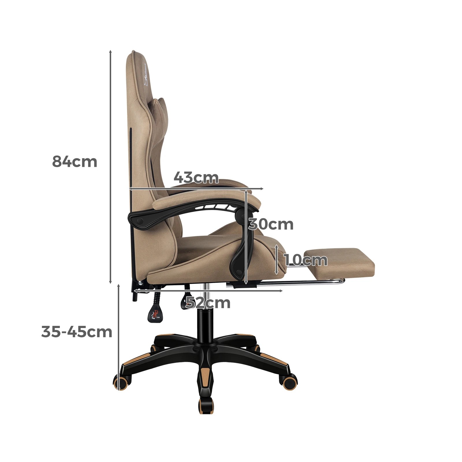 9 Alfordson Gaming Office Chair Massage Computer Footrest Seat Leathaire - Khaki, 9 of 10