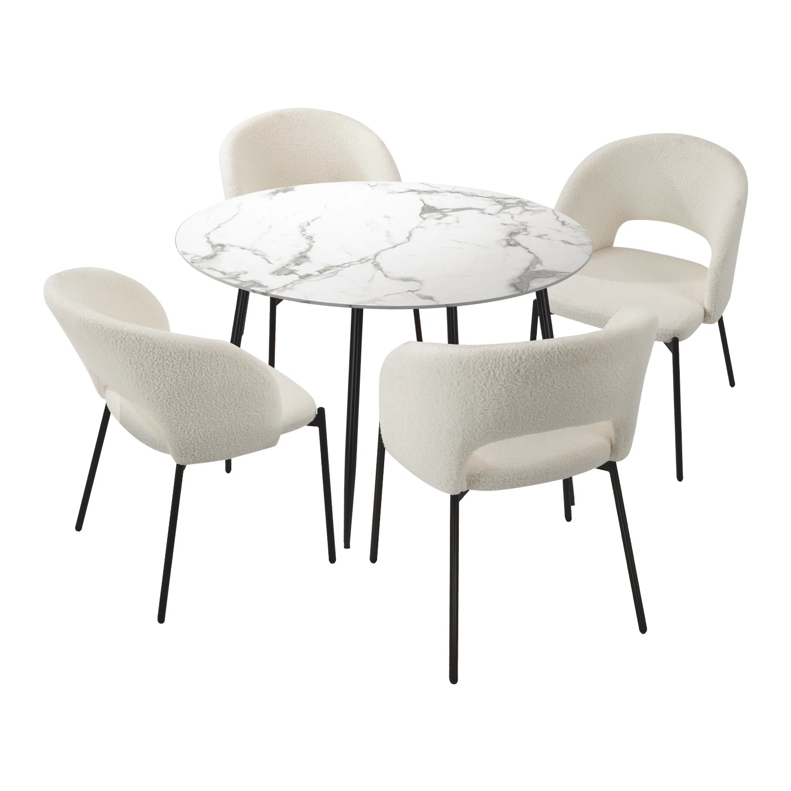 1 Oikiture 110cm Round Dining Table With 4pcs Dining Chairs Sherpa
 - Multi, 1 of 10