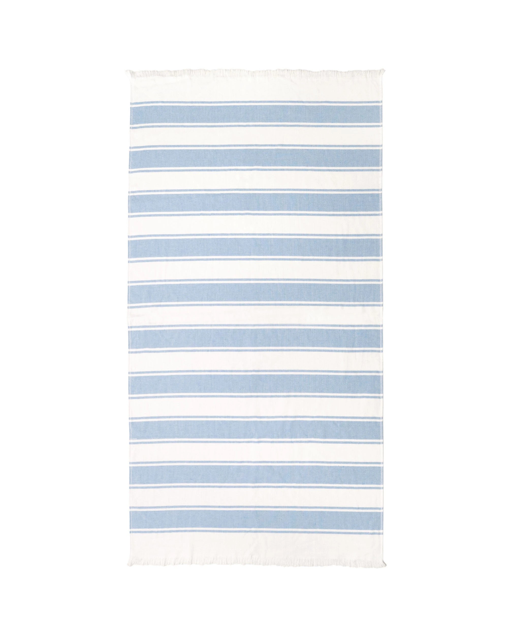 1 Bambury Andie Cotton Lightweight Striped Beach Towel with Fringe - Blue, 1 of 3