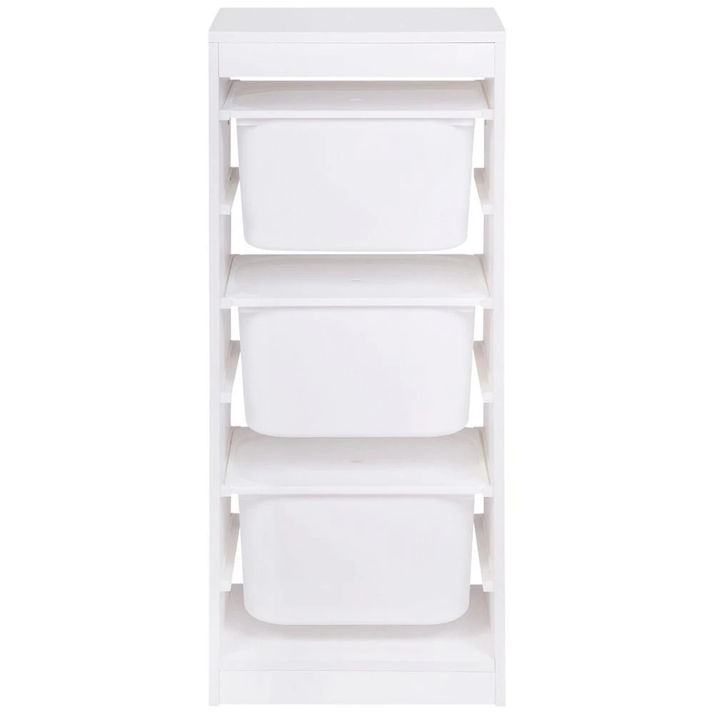 Kadink Tall Storage Unit with 3 Large Tubs and Lids White - Kmart
