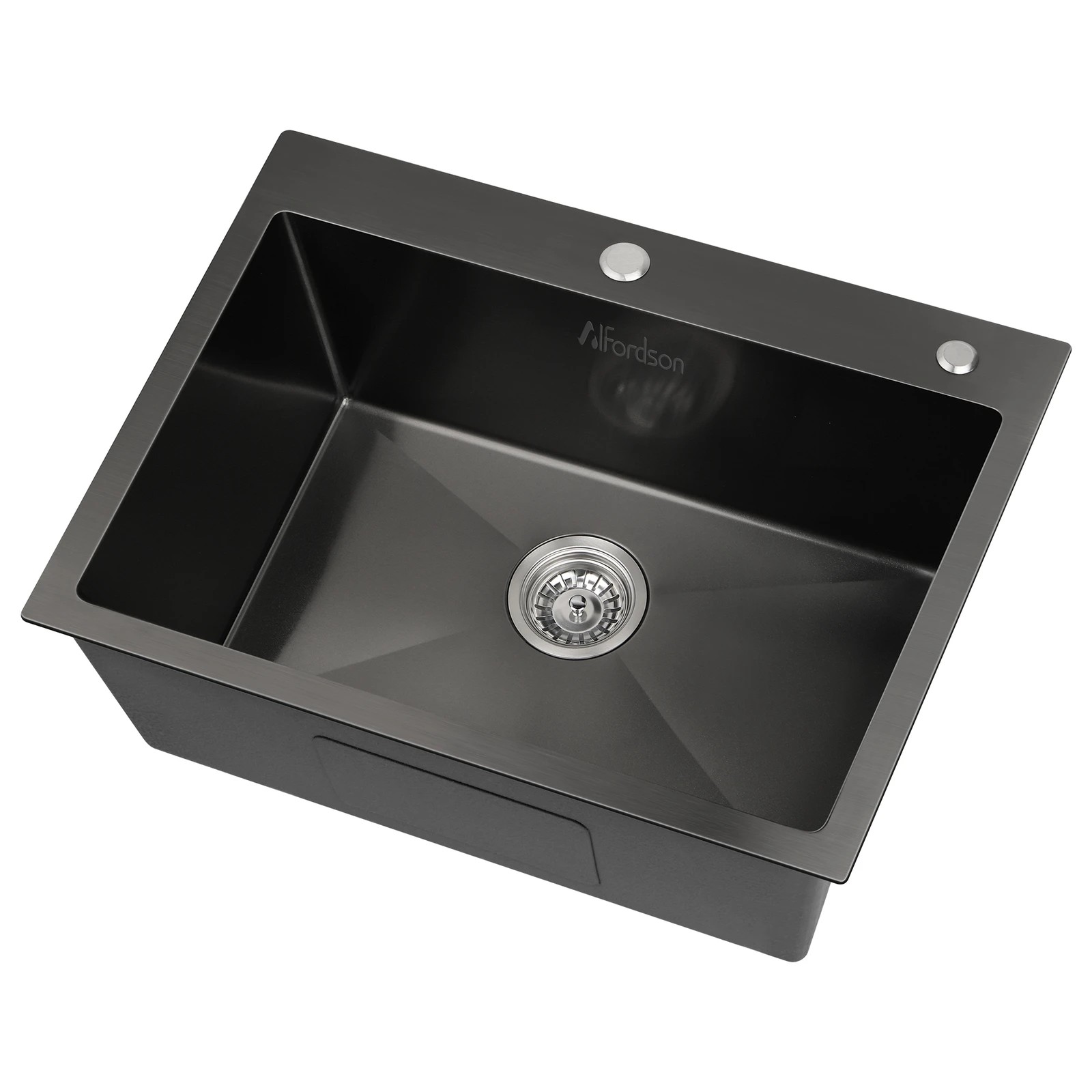 1 Alfordson Kitchen Sink 60x45cm Stainless Steel Basin Single Bowl - Black, 1 of 8
