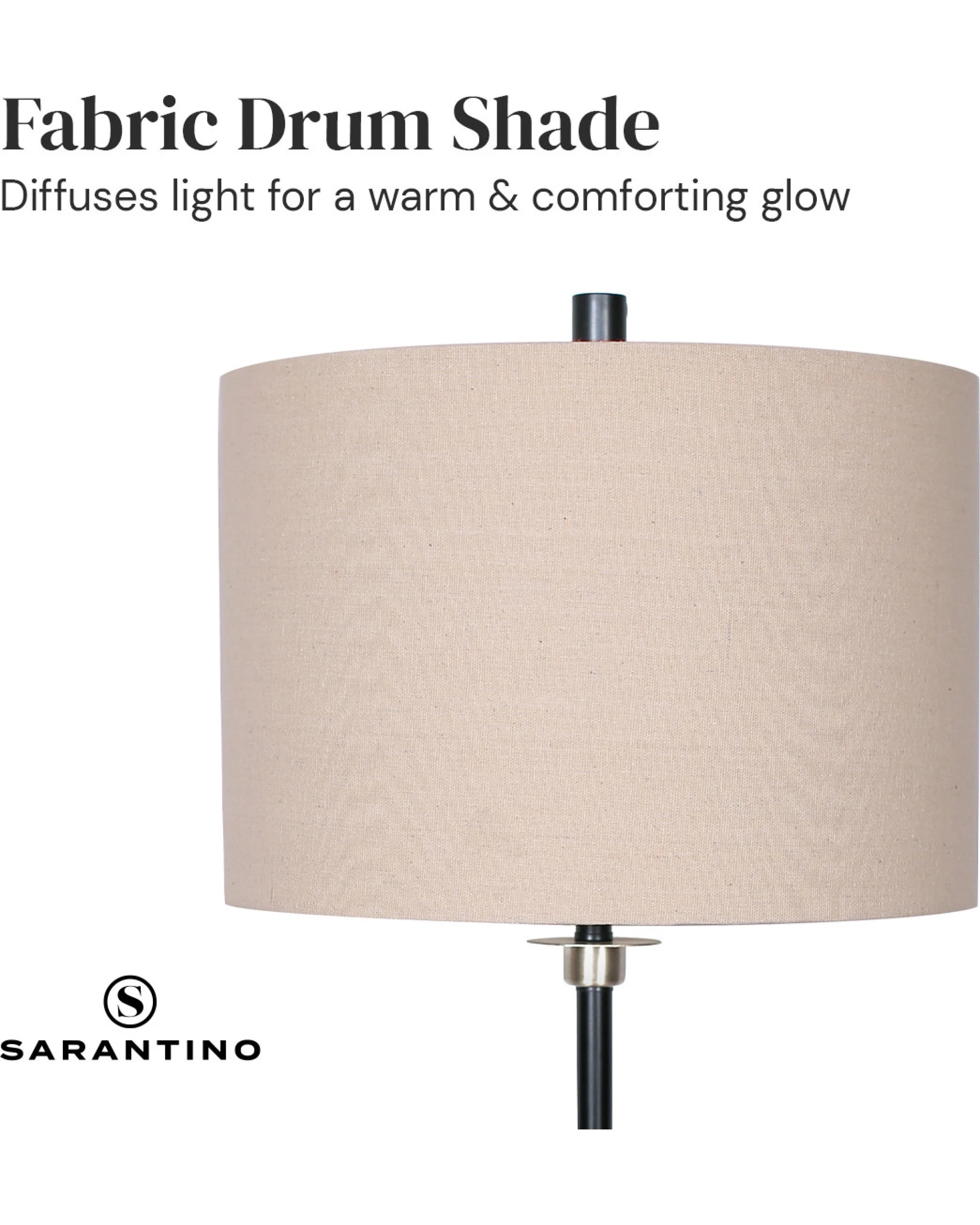 6 Sarantino Metal Table Lamp with Linen Drum Shade, 6 of 10