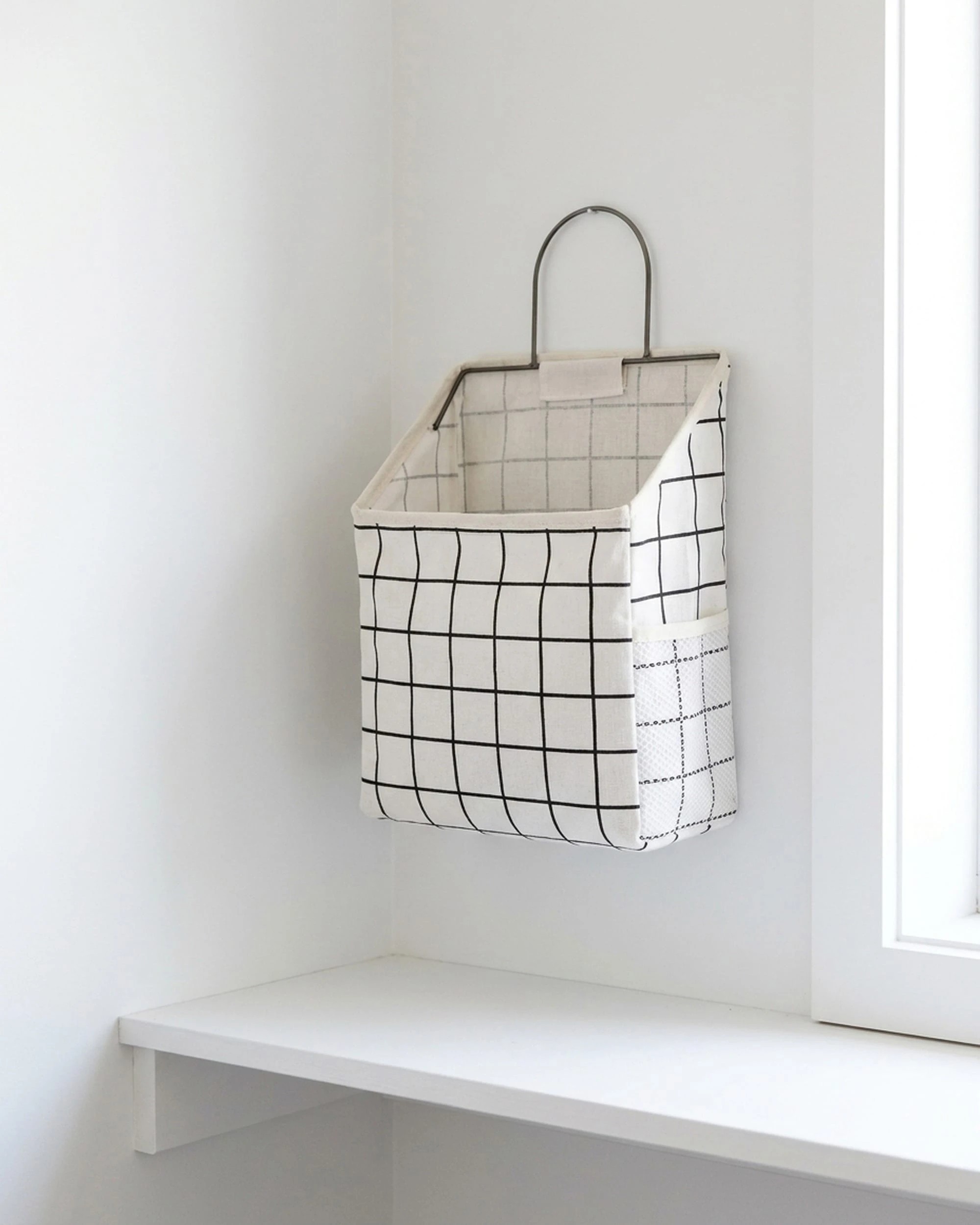 Aimall Wall Hanging Storage Bag Wardrobe Organiser White Grid Pattern ...