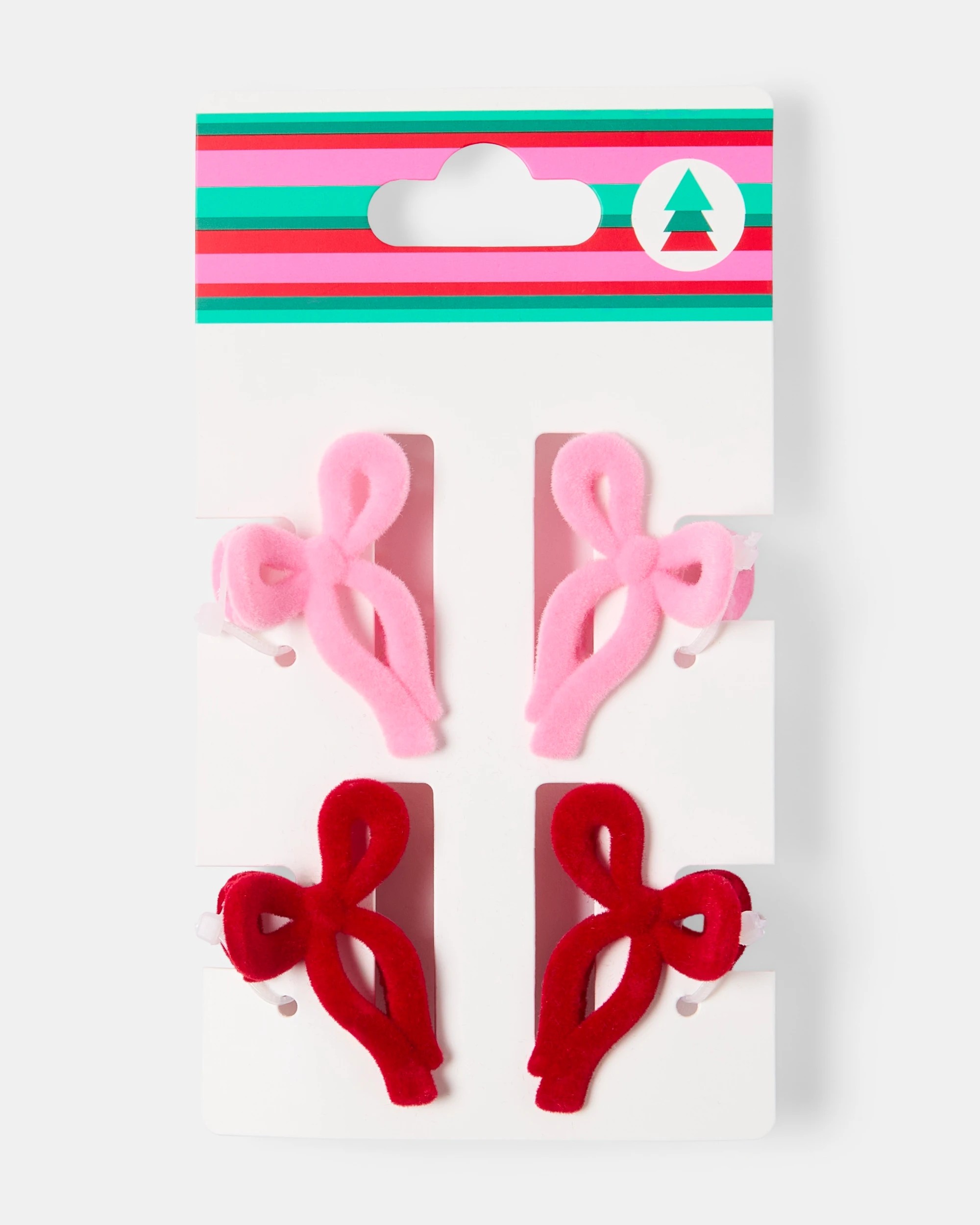 3 4 Pack Christmas Bow Claw Hair Clips - Red and Pink, 3 of 3