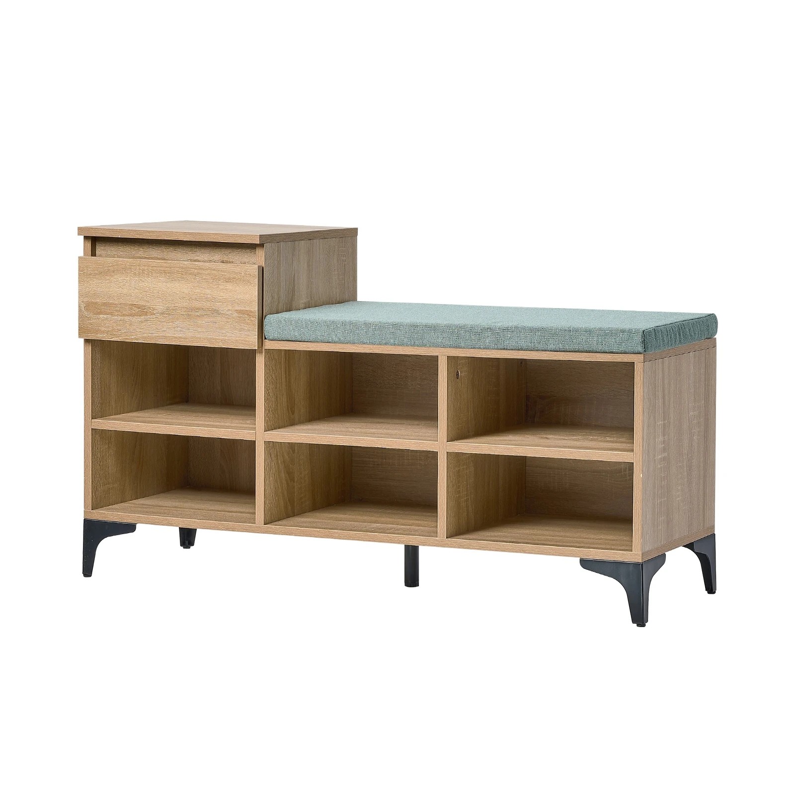 1 Oikiture Shoe Cabinet Bench Storage Organiser Drawer 6 Shelves Polyester Seat
 - Multi, 1 of 10