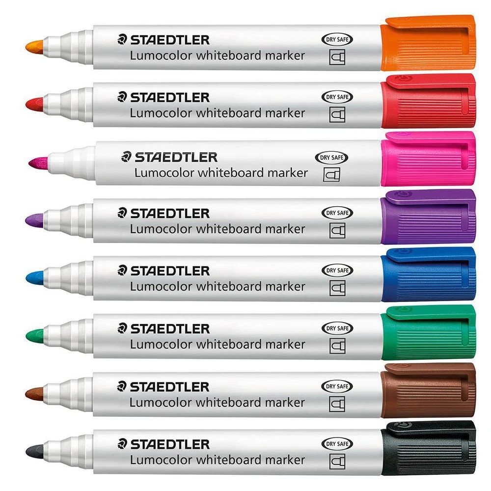 3 Staedtler Lumocolor Whiteboard Markers Bullet Assorted 8 Pack, 3 of 6