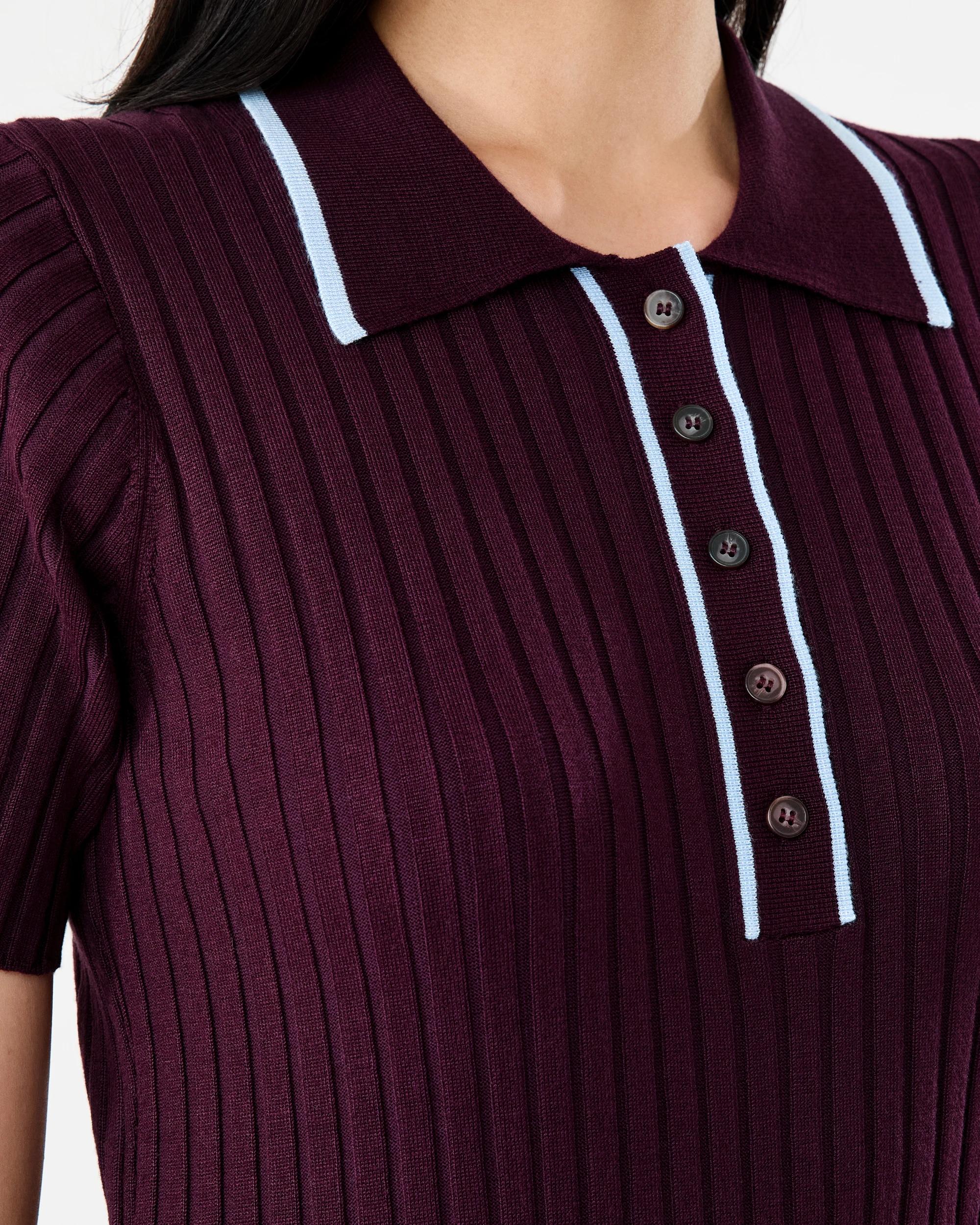 6 Short Sleeve True Knit Polo Midi Dress Red Royale, 6 of 6