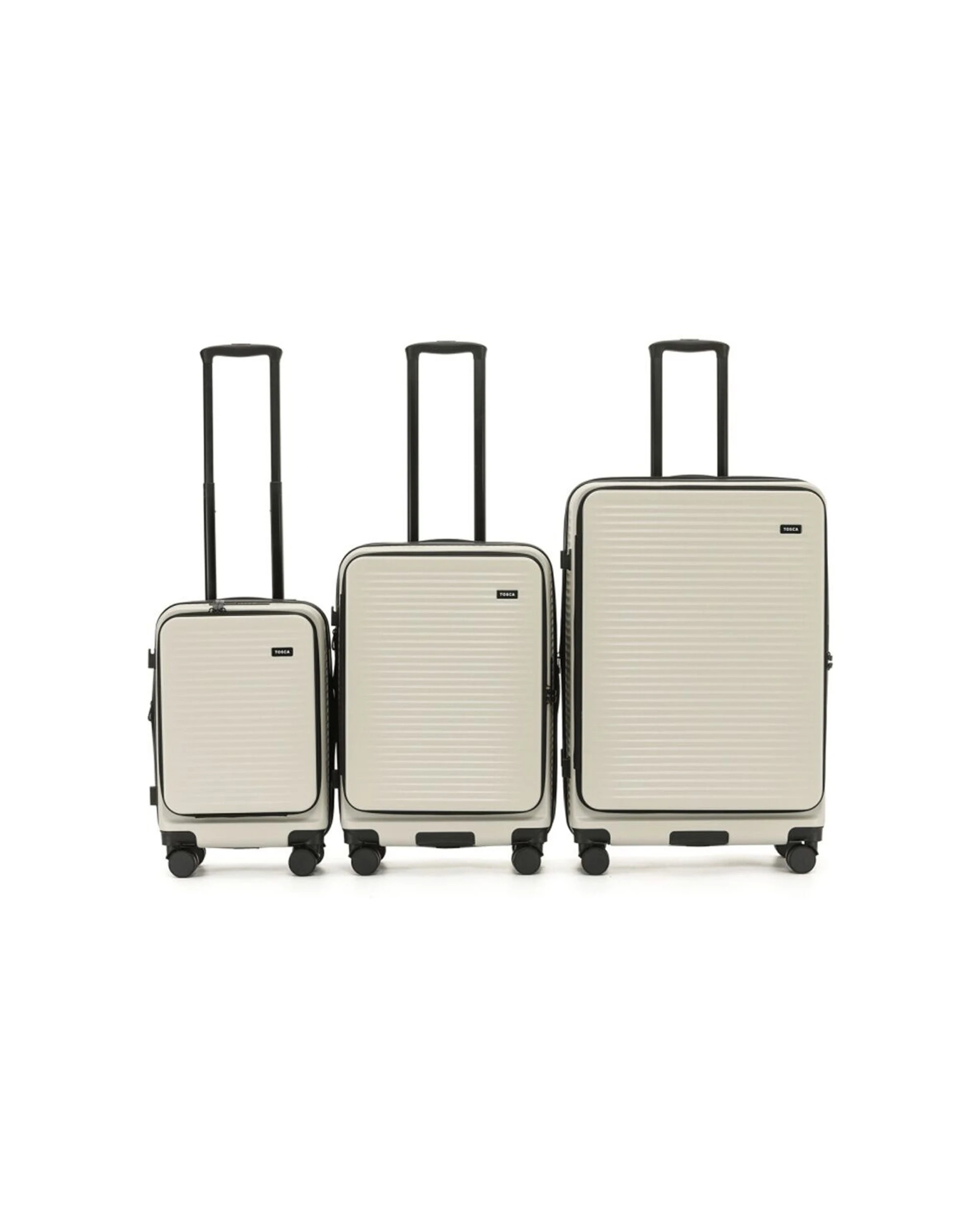 2 Tosca 3Pc Zen Travel Suitcases/Luggage Set With Wheels & Combination Lock - Beige, 2 of 8