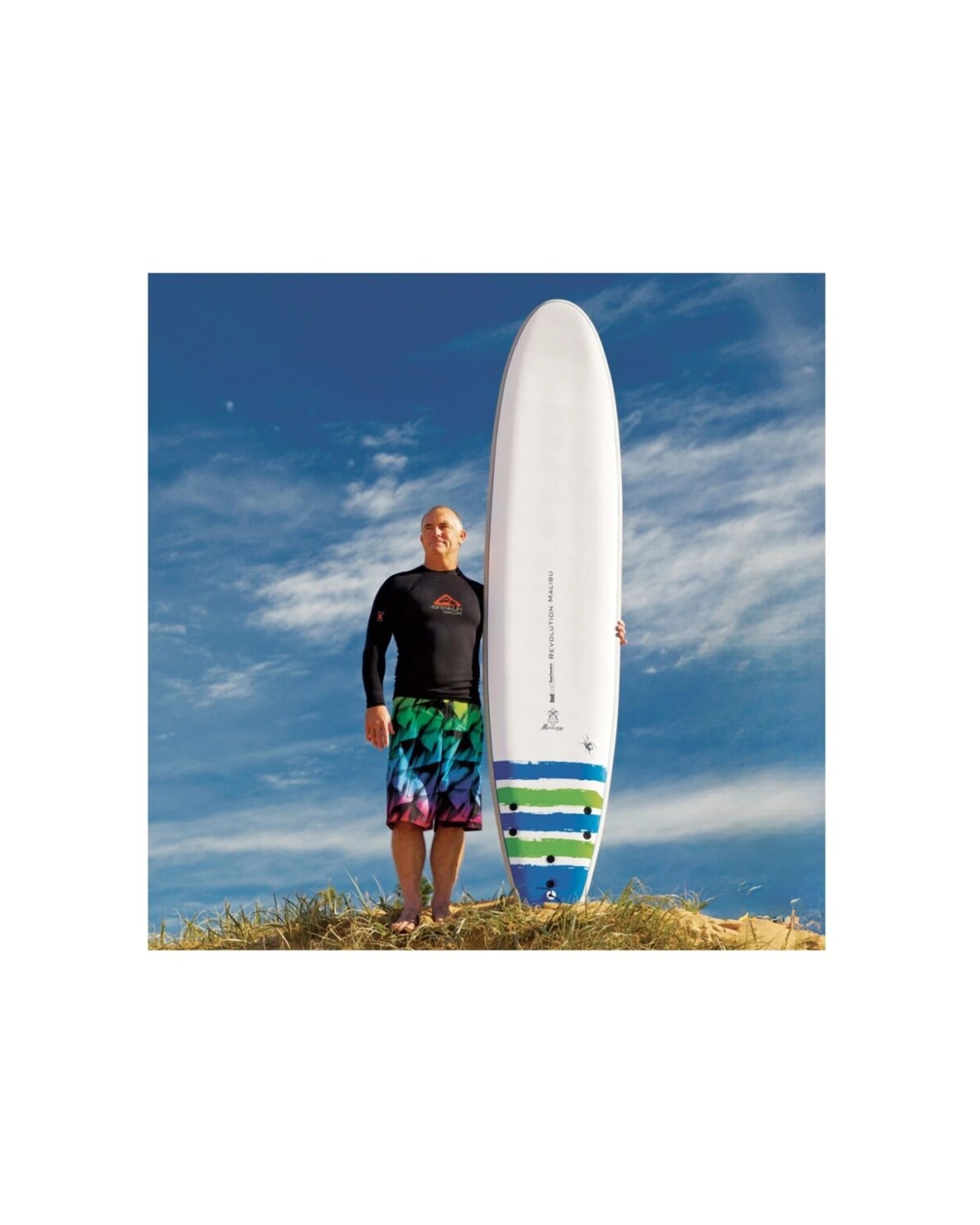 2 Redback Revolution Malibu Longboard Surfboard W/ Bamboo Composite Bue 7ft - Multi, 2 of 3