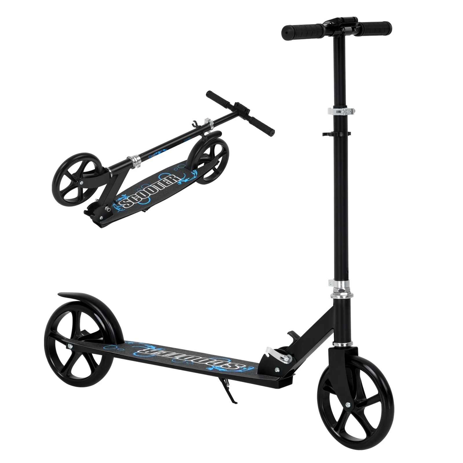 1 Advwin Folding Kids Kick Scooter w/ Big Wheel & Adjustable Height - Blue, 1 of 8