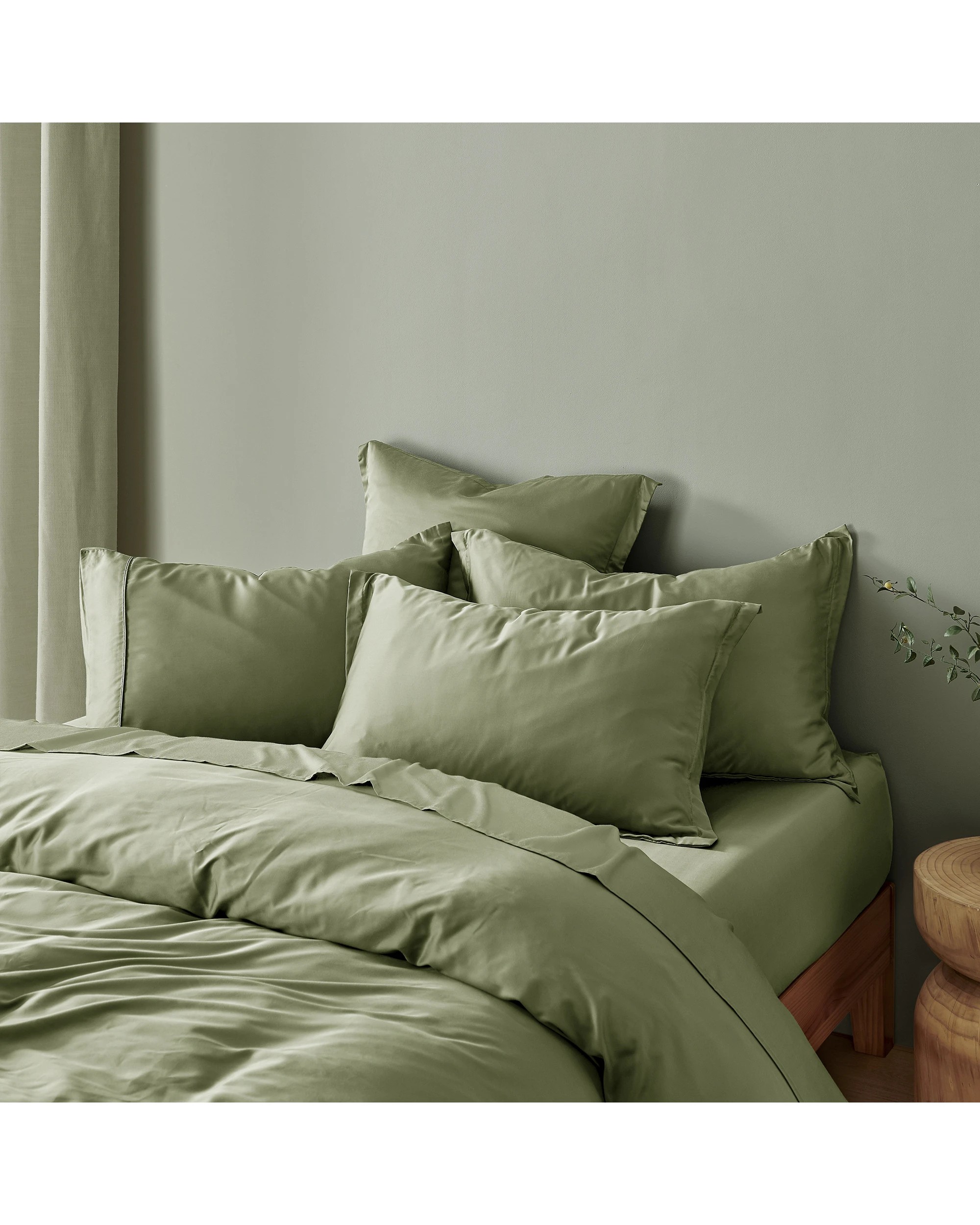 3 Natural Home 400TC 100% Bamboo Sateen Tailored Quilt Cover Set - Queen Bed - Eucalyptus, 3 of 7