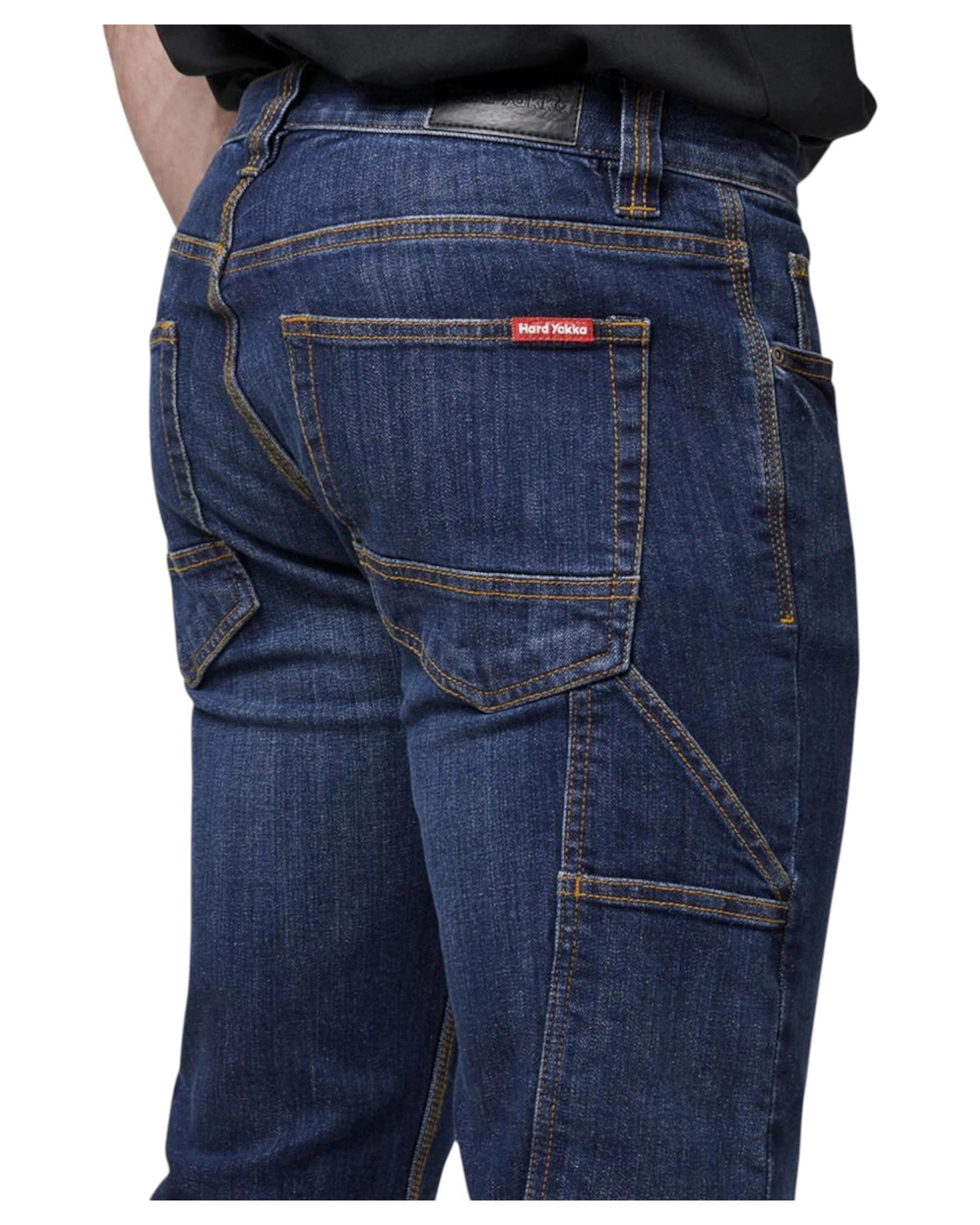 3 Hard Yakka Mens Heritage Slim Fit Jeans Tough Denim INDIGO, 3 of 8