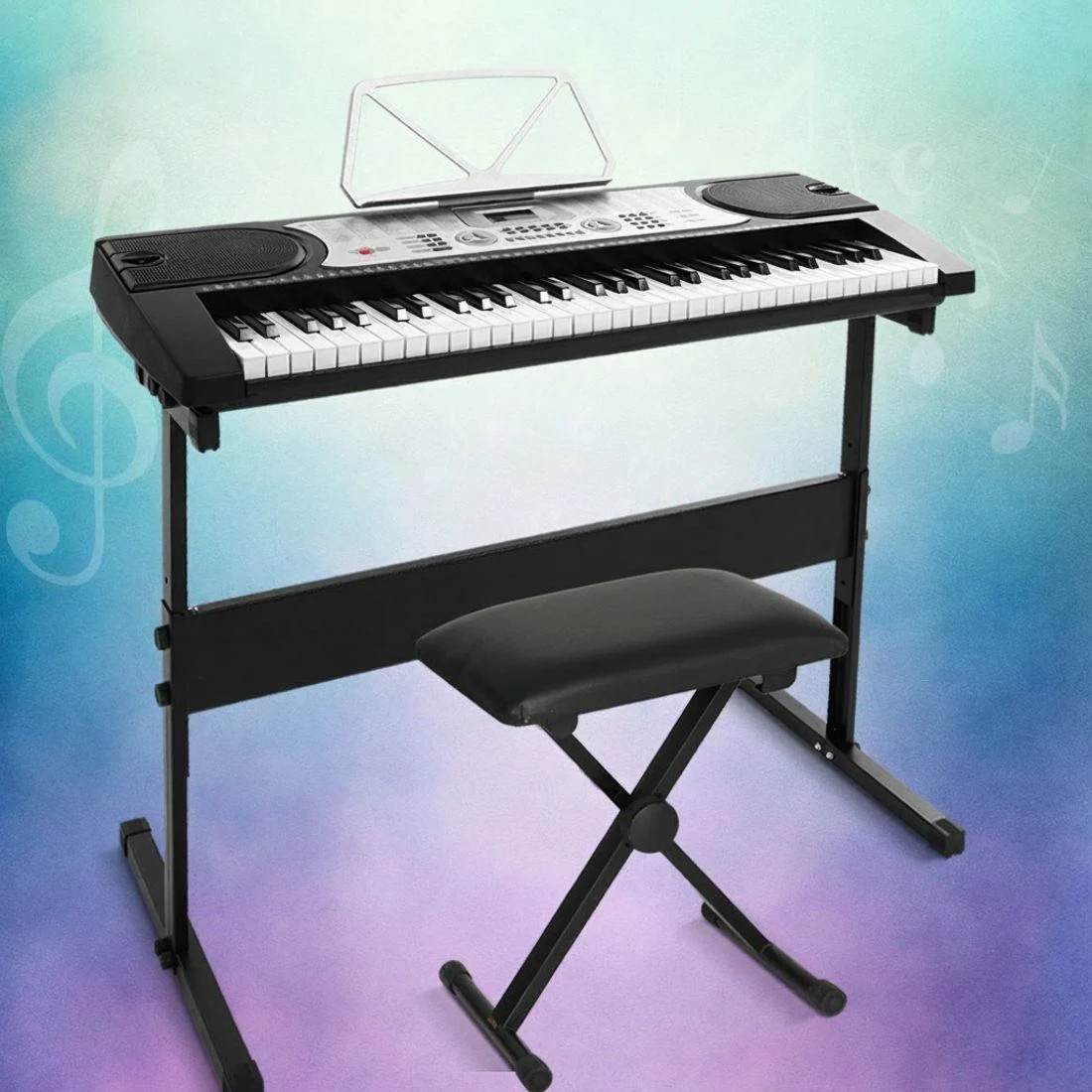 5 Alpha 61 Keys Electronic Piano Keyboard Digital Electric w/ Stand Stool - Multi, 5 of 5