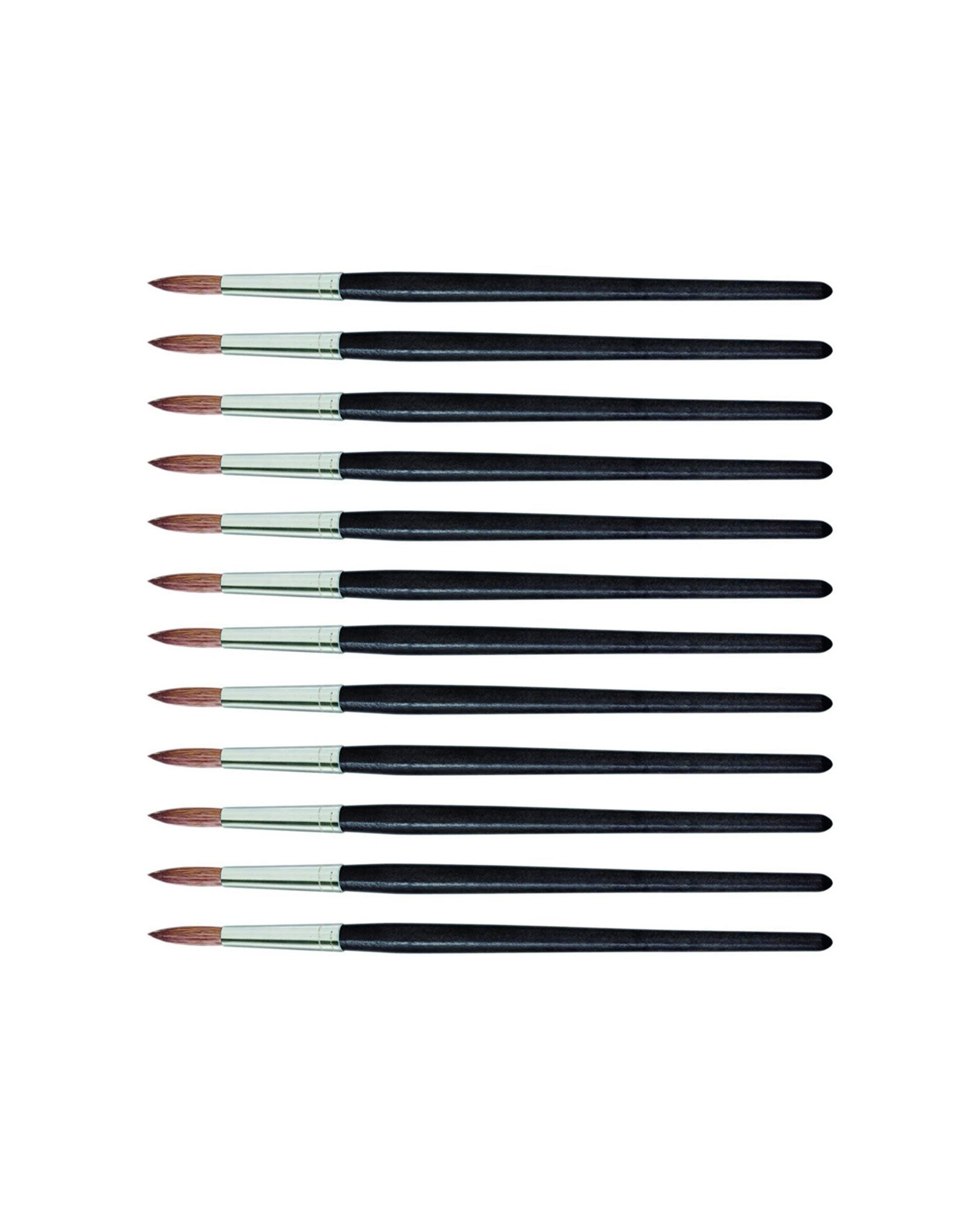 1 Jasart 12PK Pony Goat Round Watercolour Brush Size 1 - Black, 1 of 2