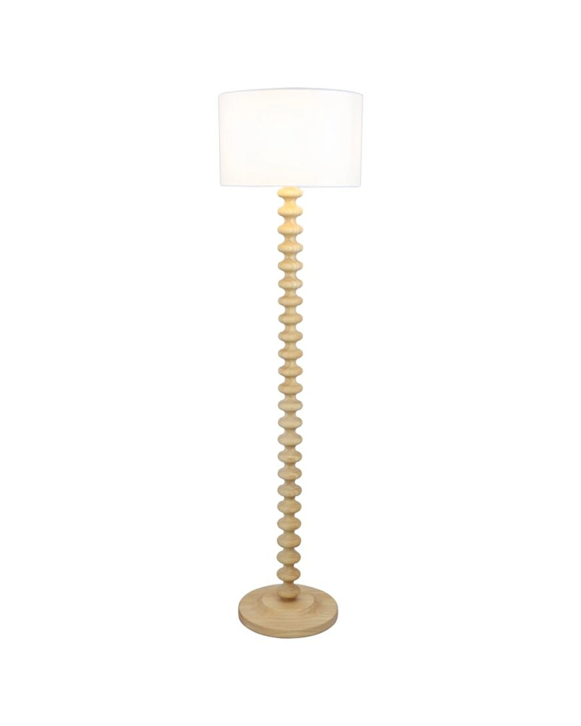 1 NF Living Luxon Floor Lamp Sculpted Wooden Stem Modern Artisan Design 53x137cm - White, 1 of 1