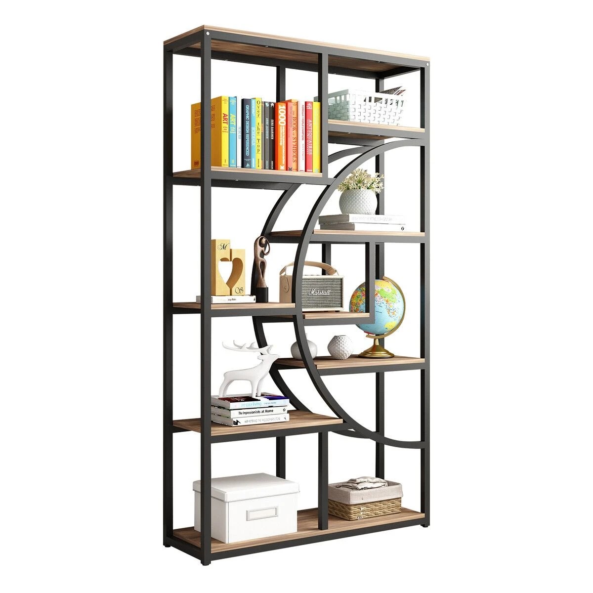 6 LUXSUITE Bookshelf Display Tier Shelf CD DVD Photo Storage Black, 6 of 6