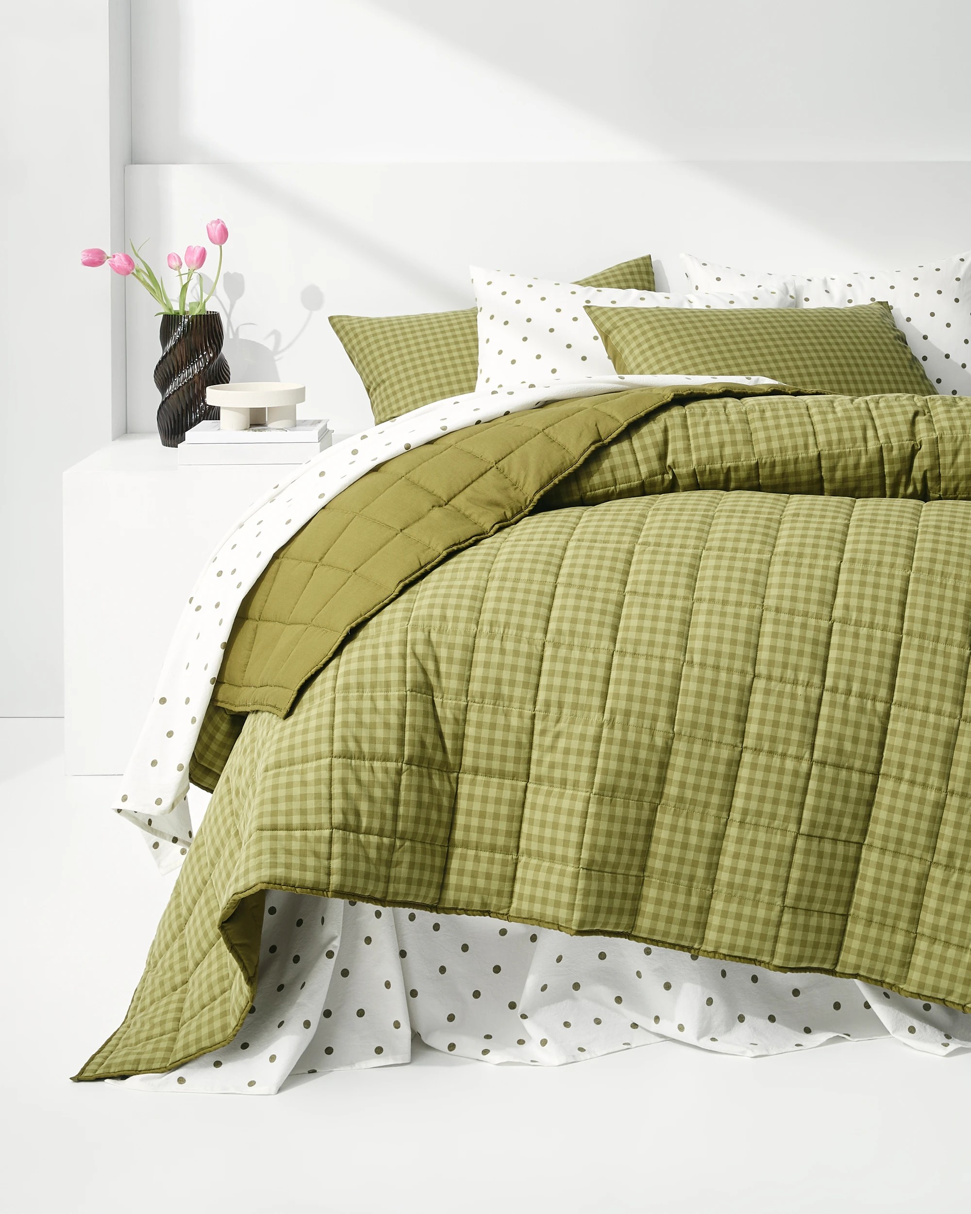 4 Target Hudson Gingham Cotton Coverlet - Super King Bed - Green, 4 of 7