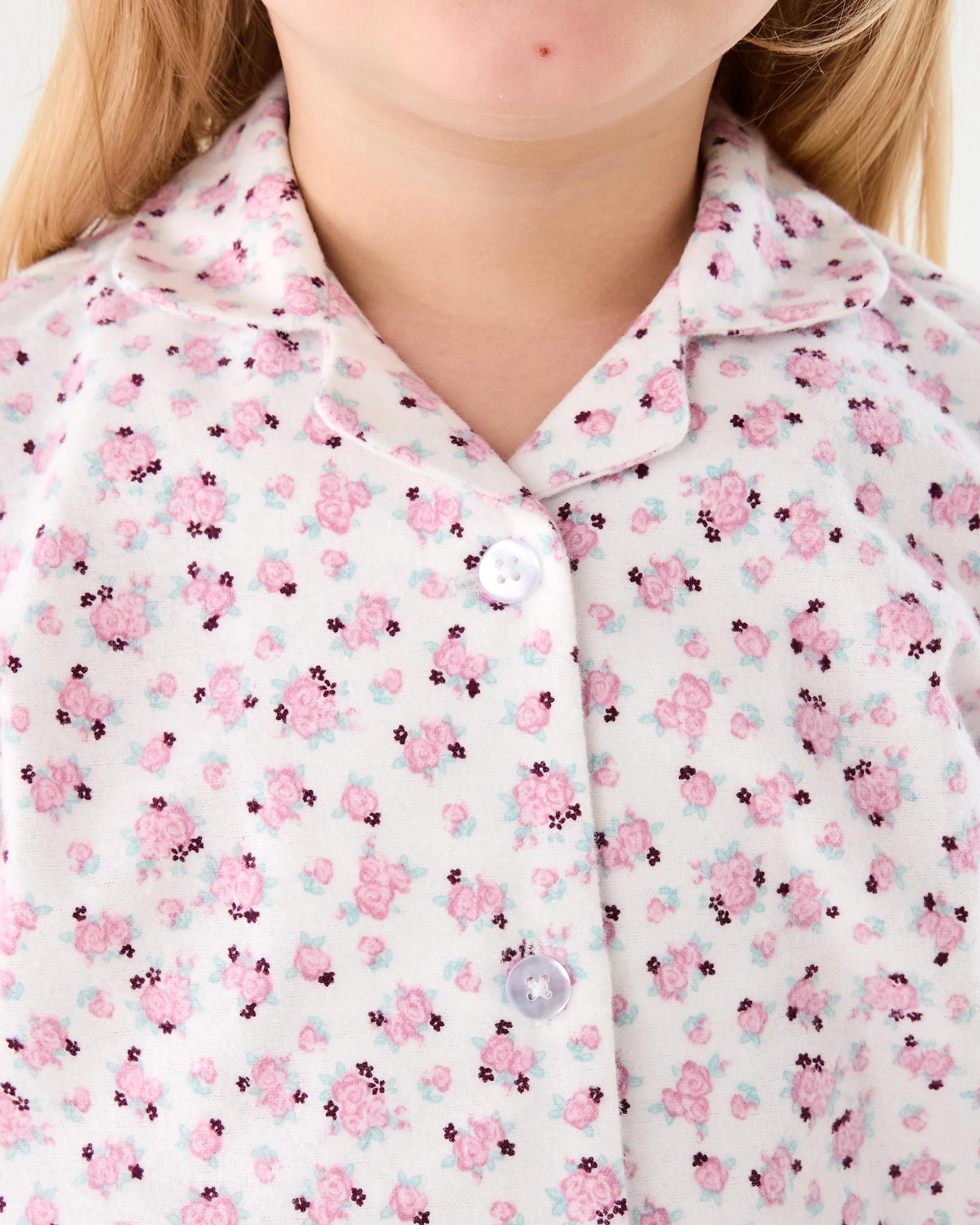 3 Flannel Pyjama Set Wht Roses, 3 of 8