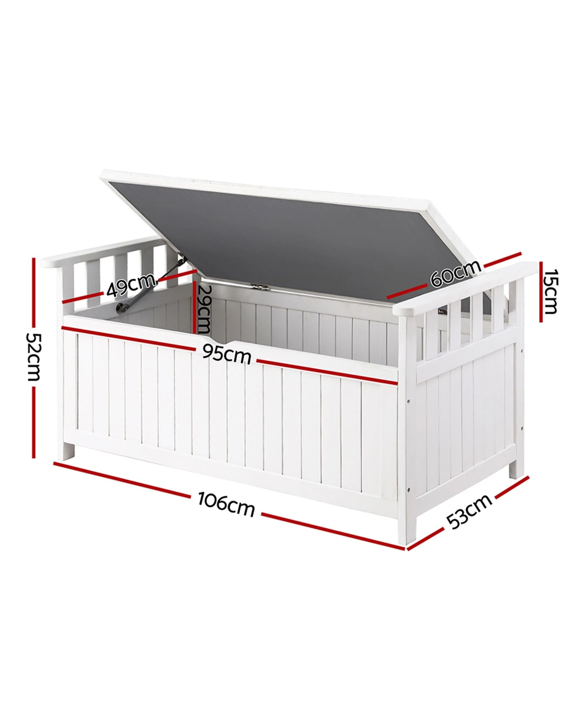 2 Gardeon Outdoor Storage Bench Box Wooden Garden Toy Tool Patio Furniture - White, 2 of 7