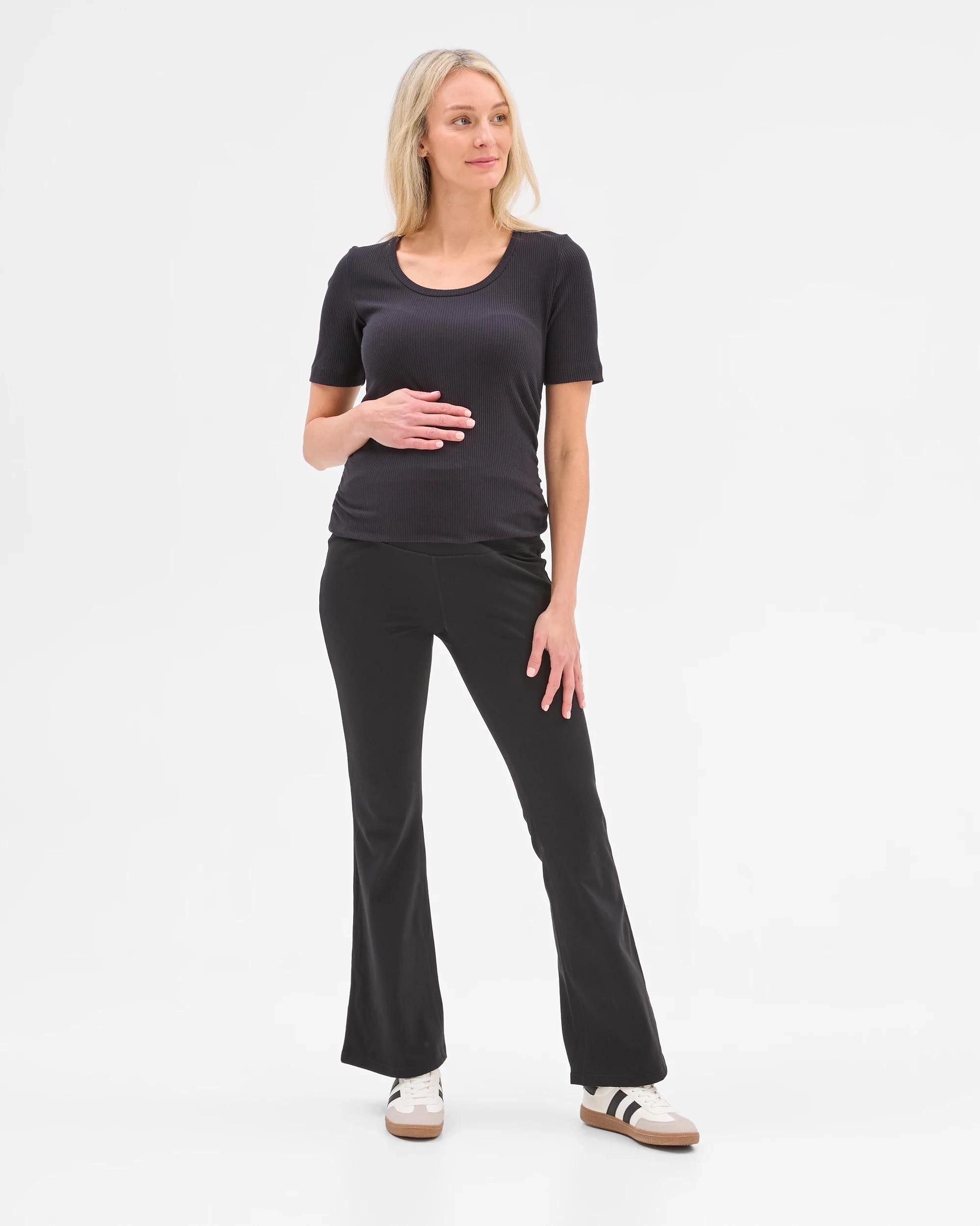 1 Target Maternity Studio Soft Full Length Flare Tights BLACK, 1 of 5