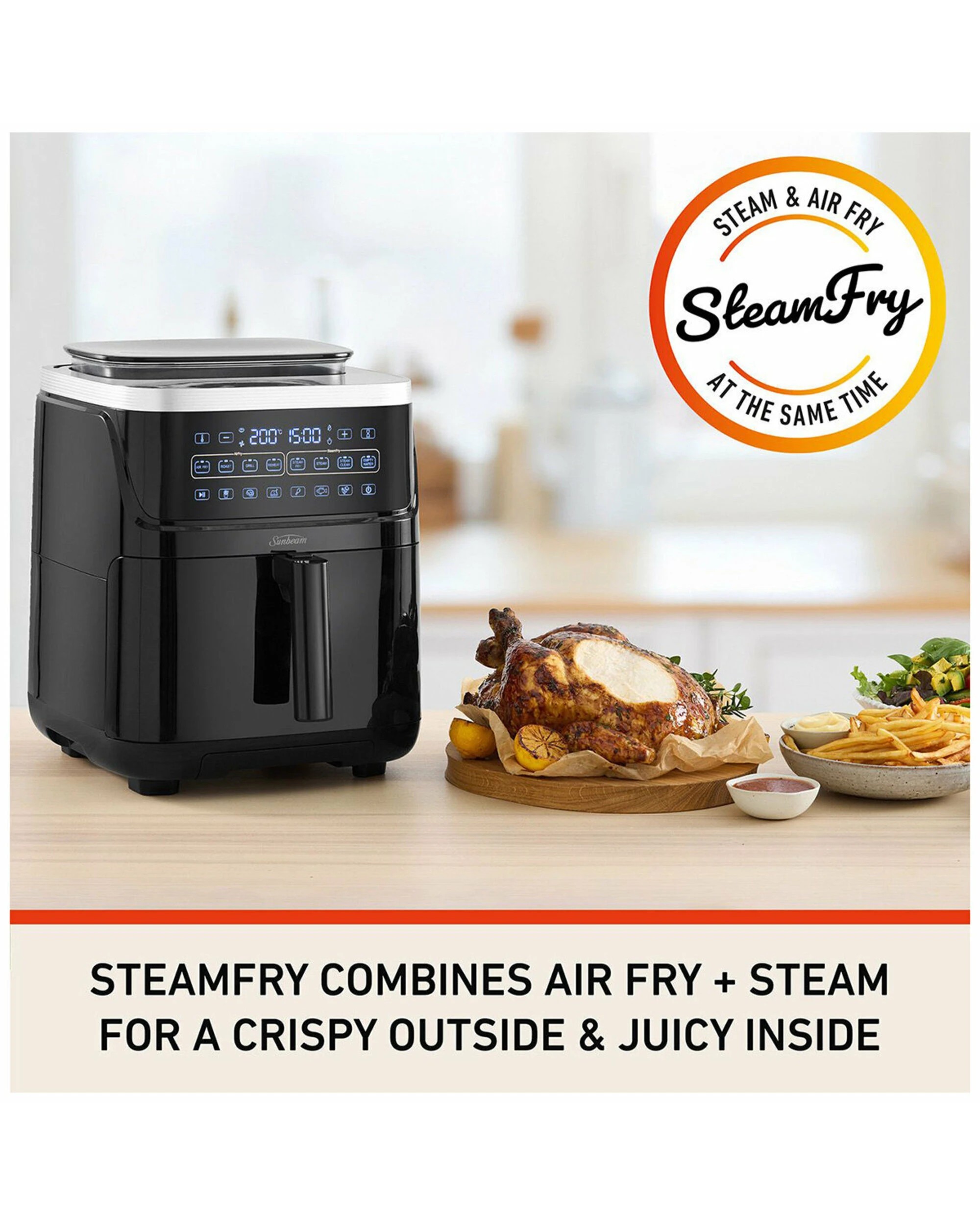 3 Sunbeam SteamFry Air Fryer + Steam - BLACK, 3 of 5
