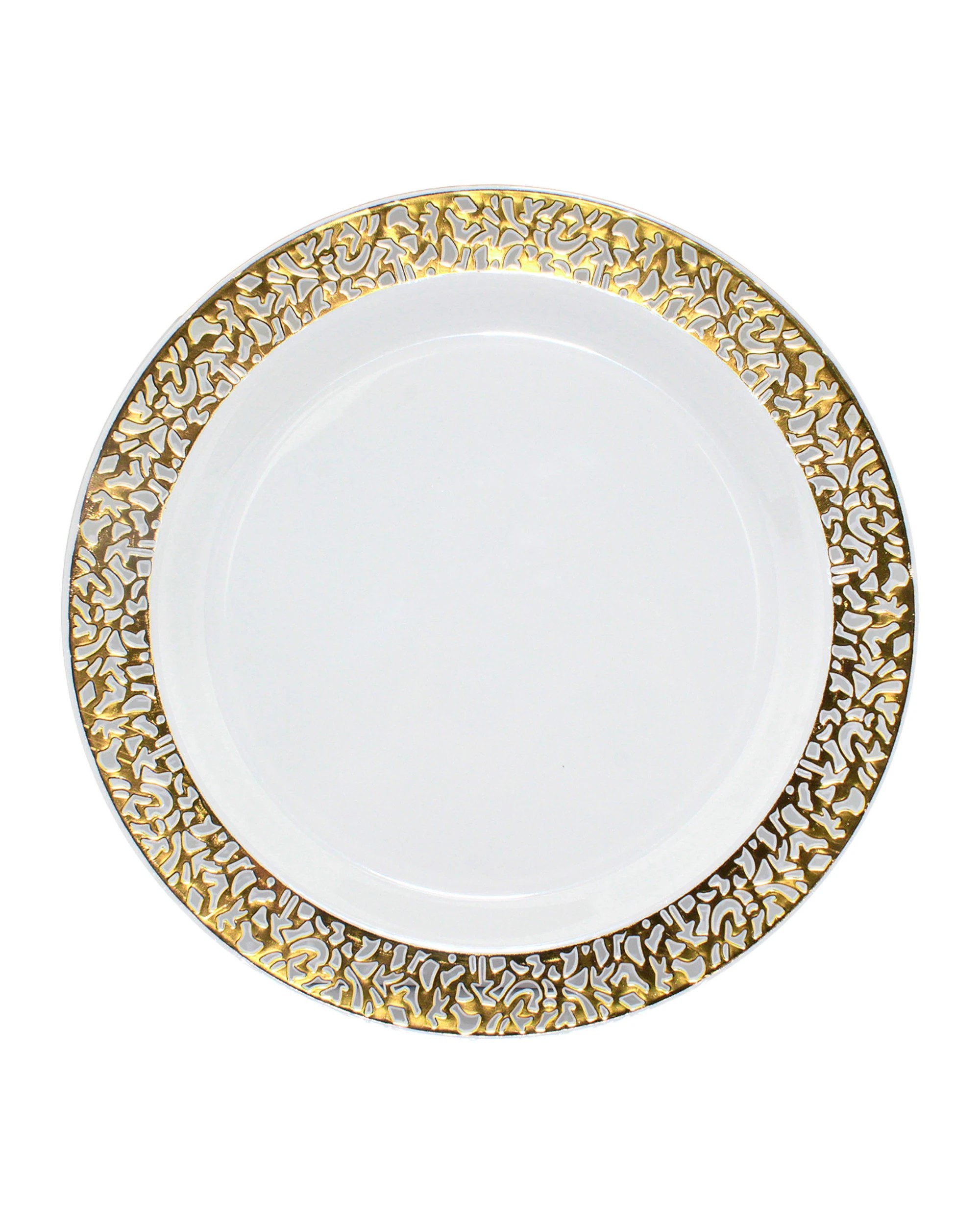 1 Fun Time Gold Lace Trim 19cm Plastic Plates Pack of 6 - Gold, White, 1 of 1