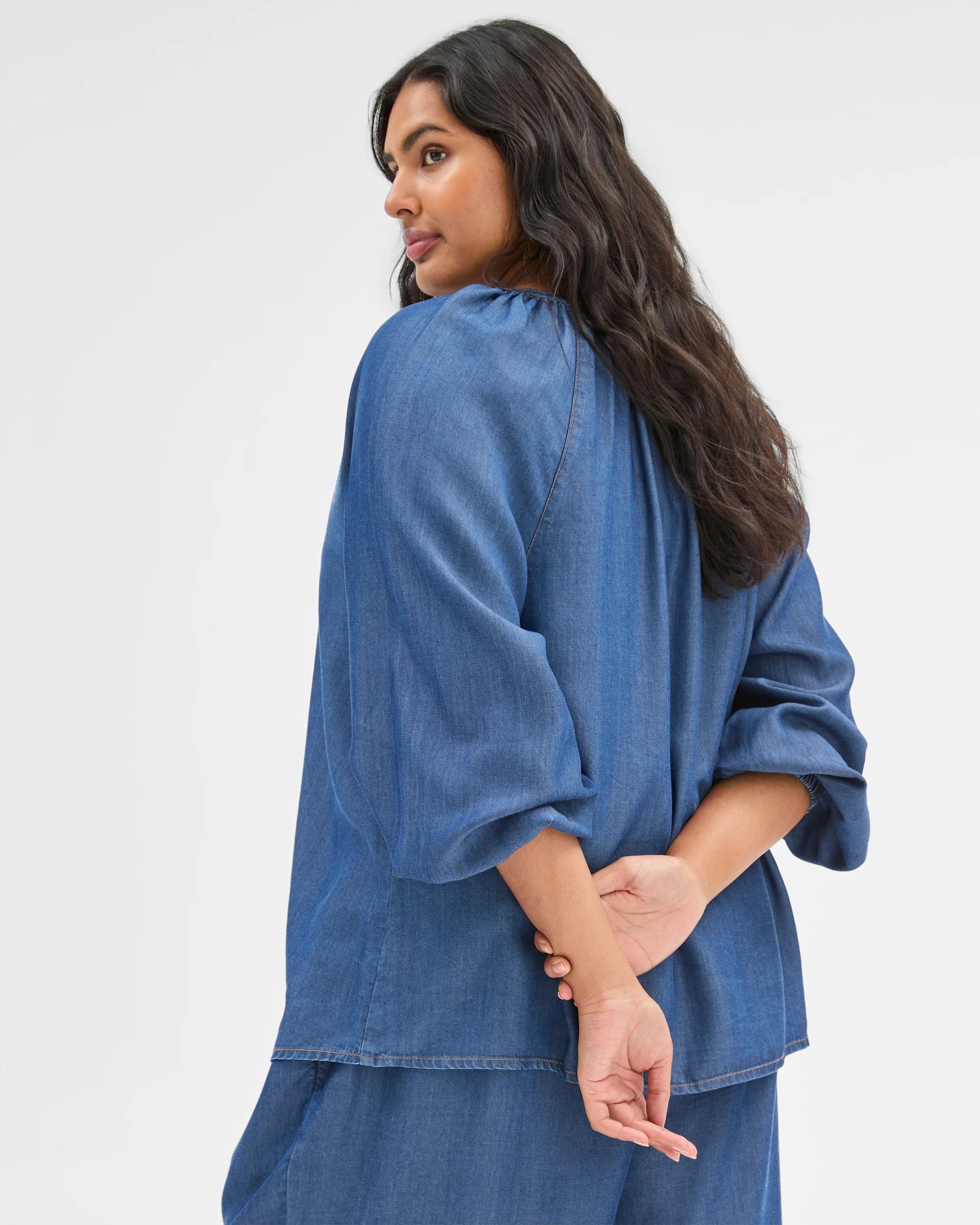 4 Target Plus Size Long Sleeve Shirt MID WASH BLUE, 4 of 5