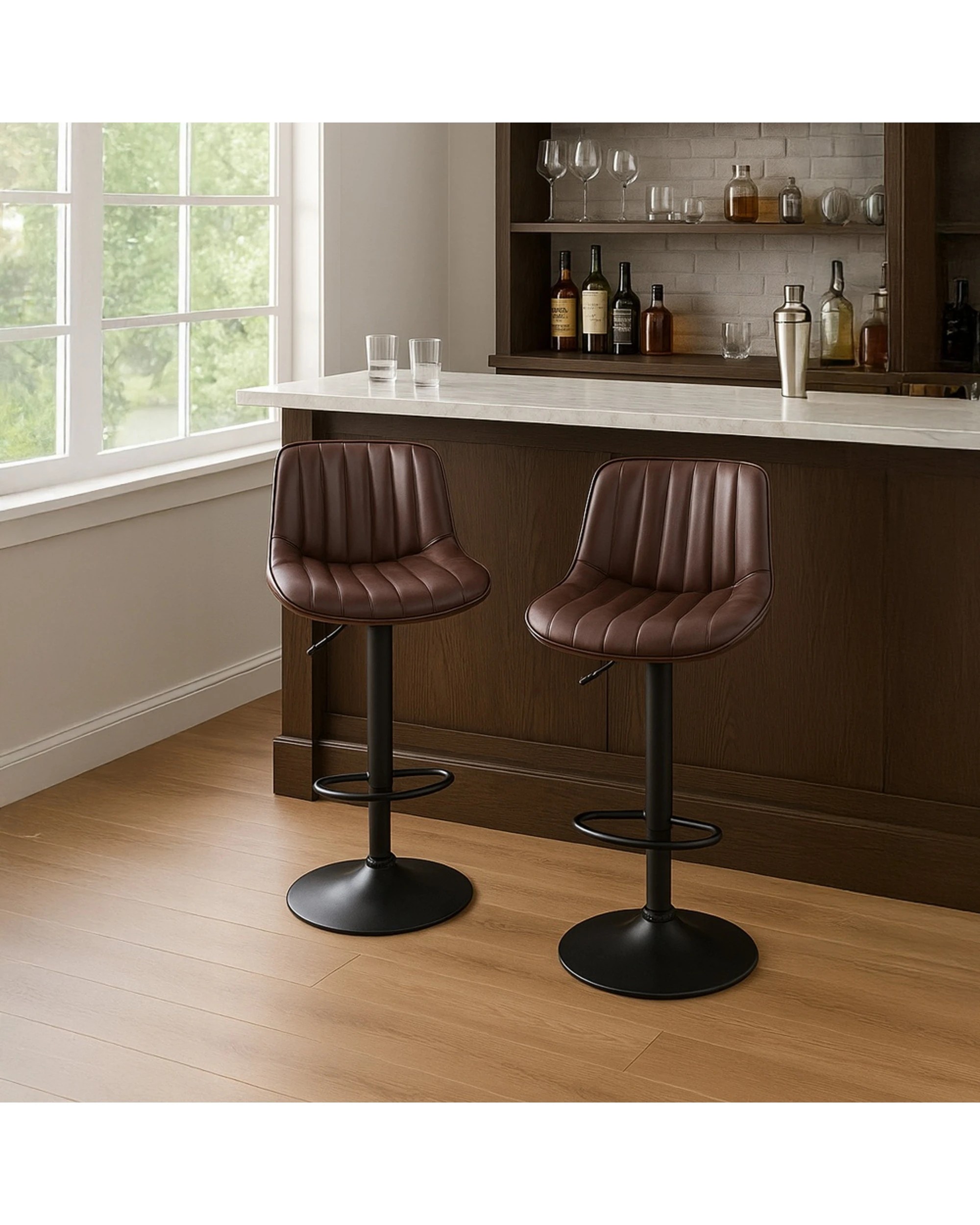 2 Urban Style 2pc Frank Bar Stool Set Gas Lift Chair Metal Contemporary - Multi, 2 of 4