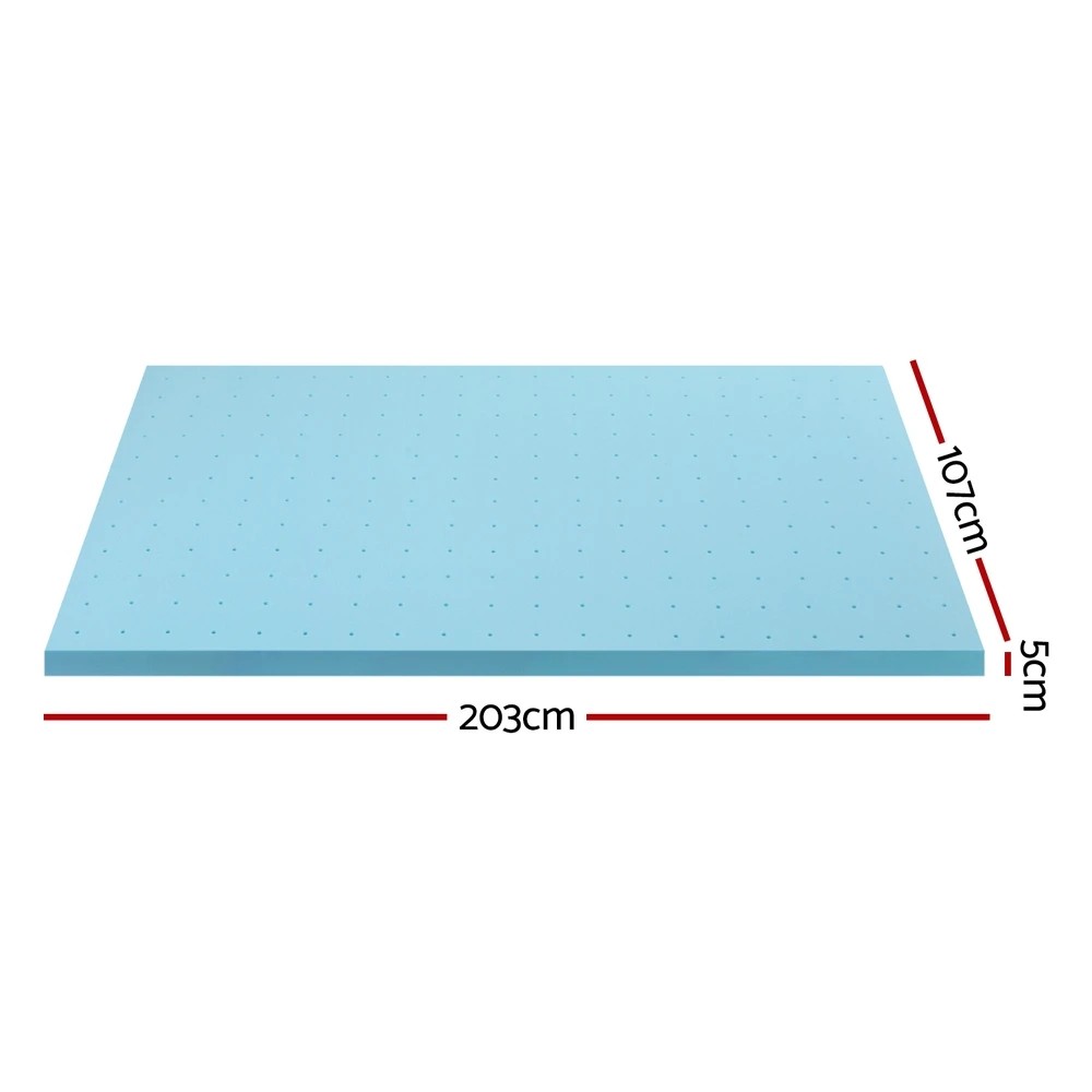 2 Giselle Bedding Memory Foam Mattress Topper Ventilated Cool Gel 5cm King Single - King Single Bed - Blue, 2 of 7