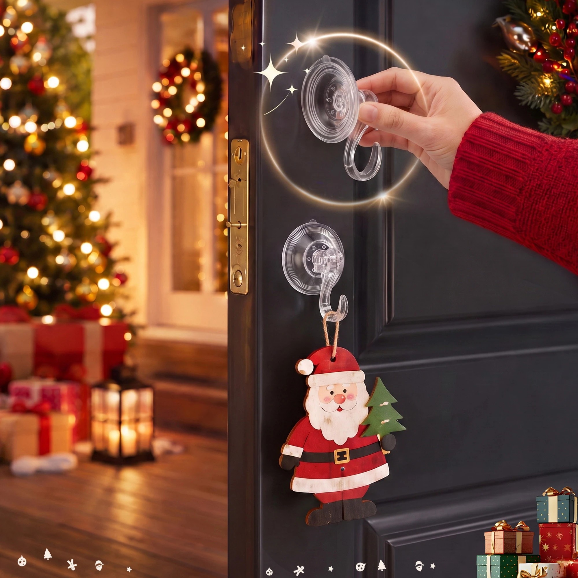 5 Jingle Jollys 2x Suction Cup Hooks Heavy Duty Christmas Wreath Hanger Window 5kg - White, 5 of 8
