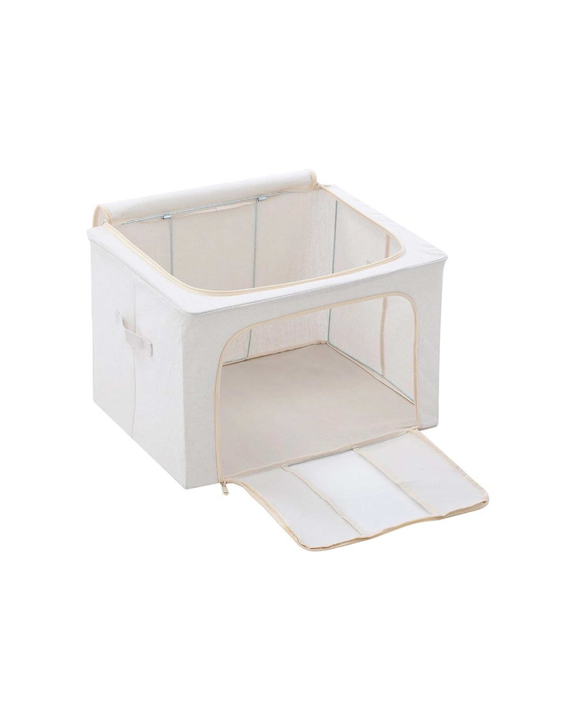 2 Boxsweden Kloset Linen Storage Box Metal Frame Zippered Handles 50x40x33cm - White, 2 of 5
