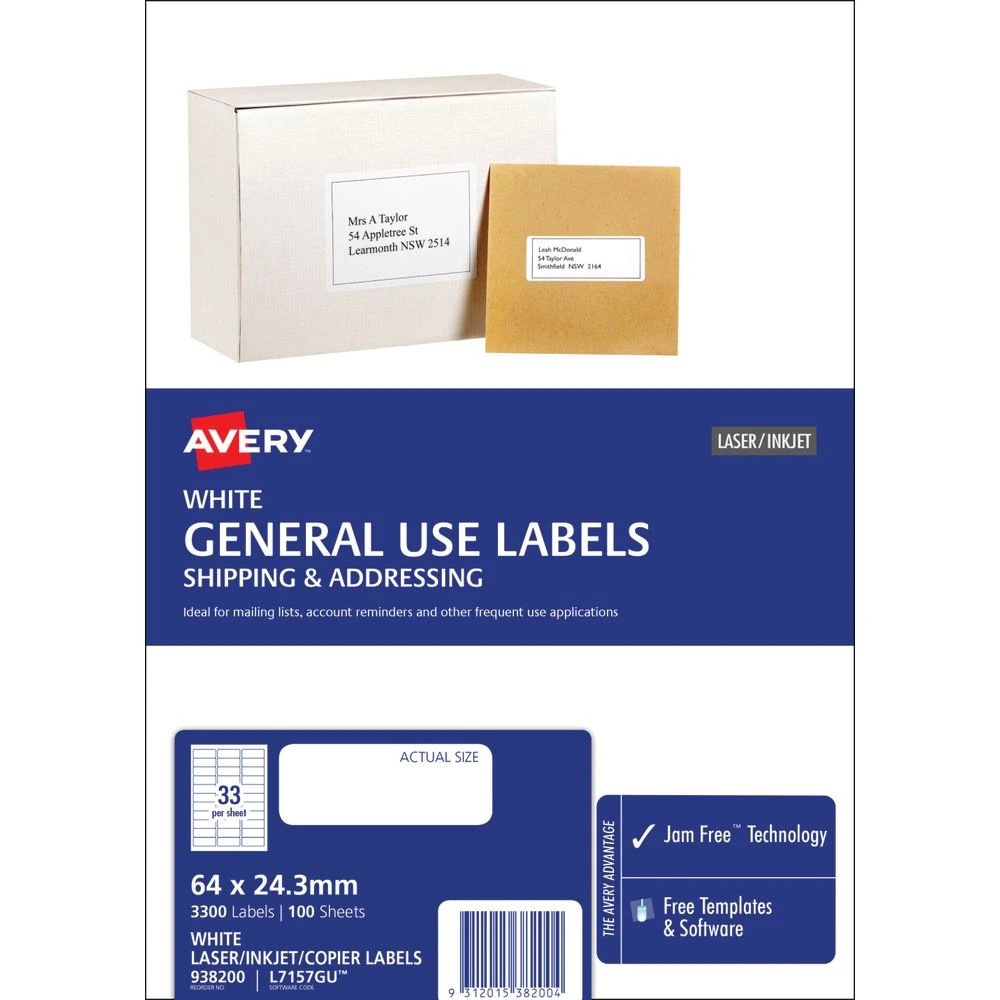 2 Avery 33UP Inkjet Laser General Use Labels White 100 Sheets, 2 of 4