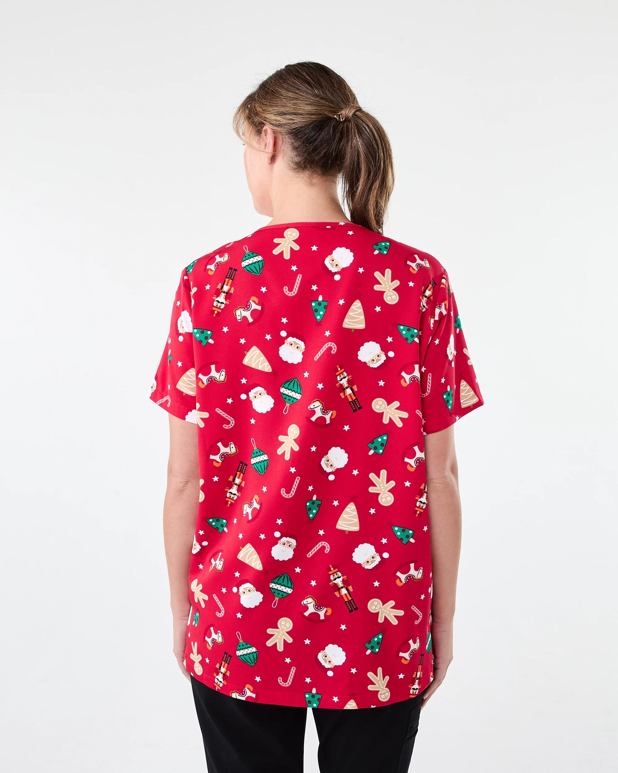 3 Workwear Short Sleeve Christmas Scrub Top SANTA DECORATION STRAWBERRY, 3 of 7