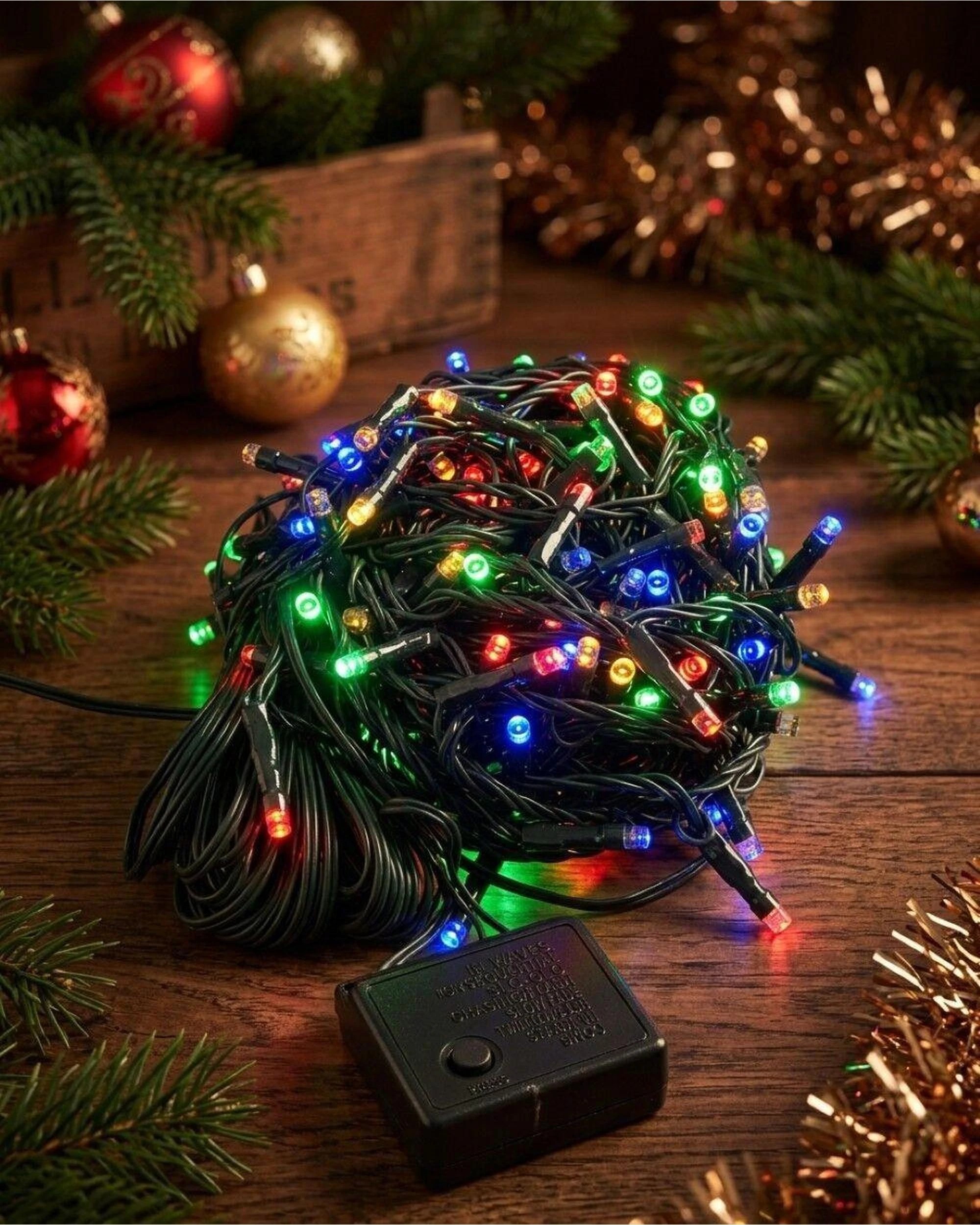 Christmas Warehouse 300 Multi Colour LED String Fairy Lights 8 Function ...