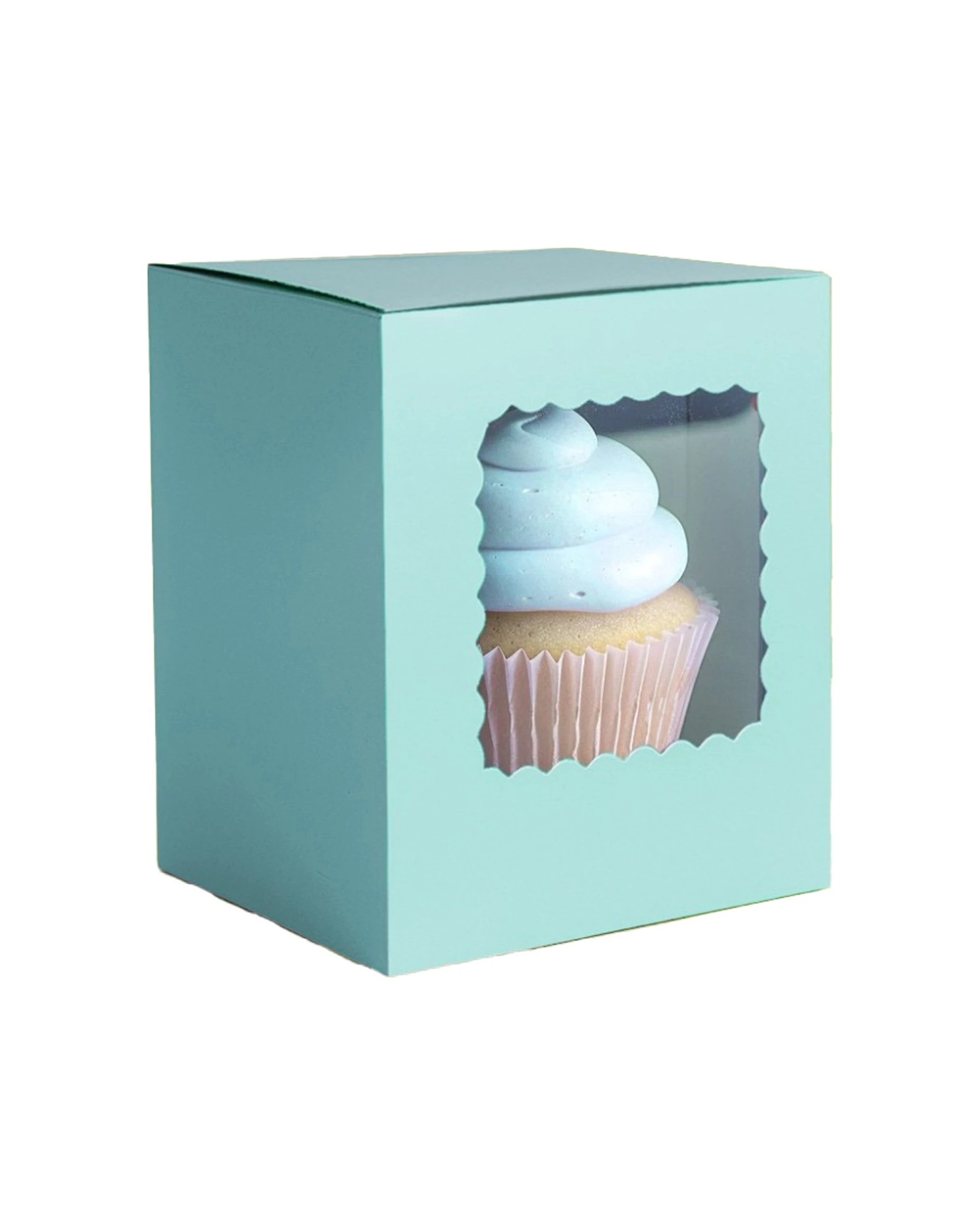 1 Bake Group Scalloped Single Cupcake Storage Box Pastel - Blue, 1 of 1