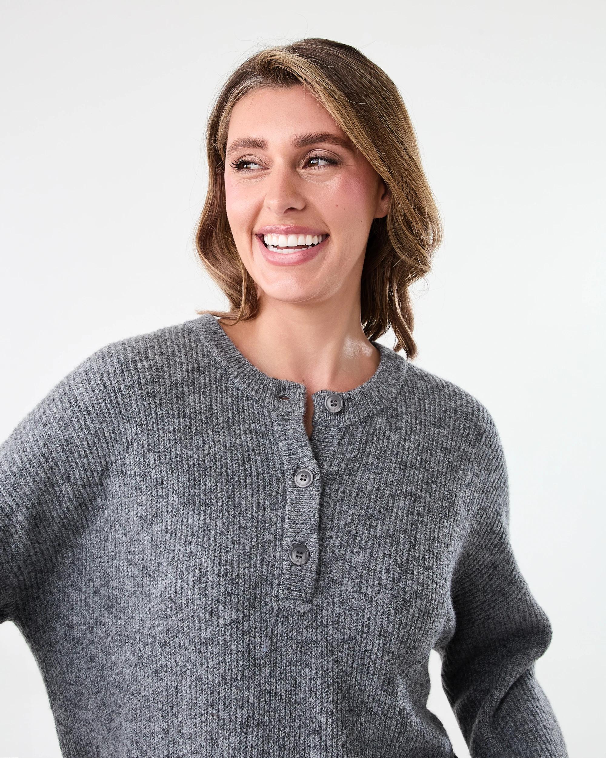 4 Quarter Button Jumper Gry Chmrle, 4 of 6