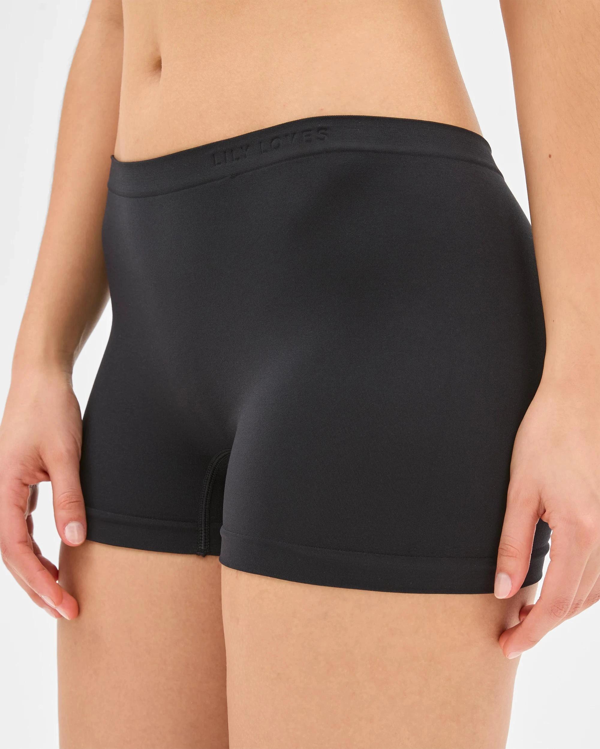 3 Lily Loves 2 Pack Seamfree Embossed Boyleg Briefs BLACK / GREY MARLE, 3 of 5