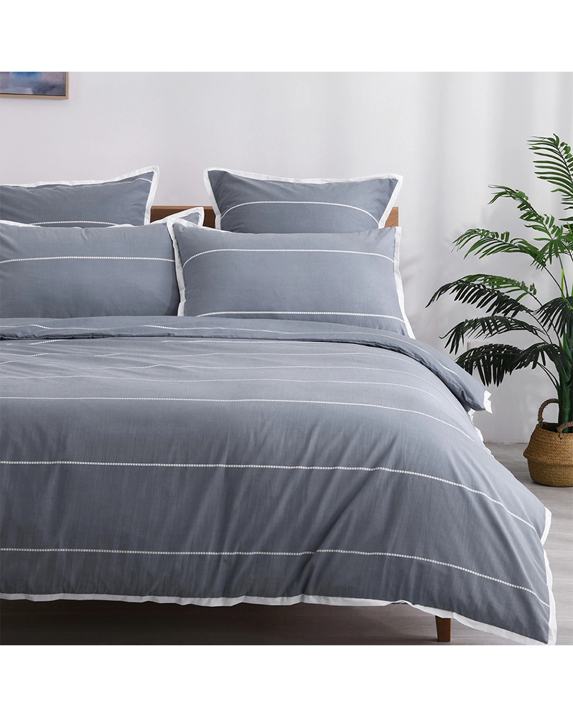 1 Jason Commercial Calista Quilt Cover Set Granite 180x210cm - Grey, 1 of 3