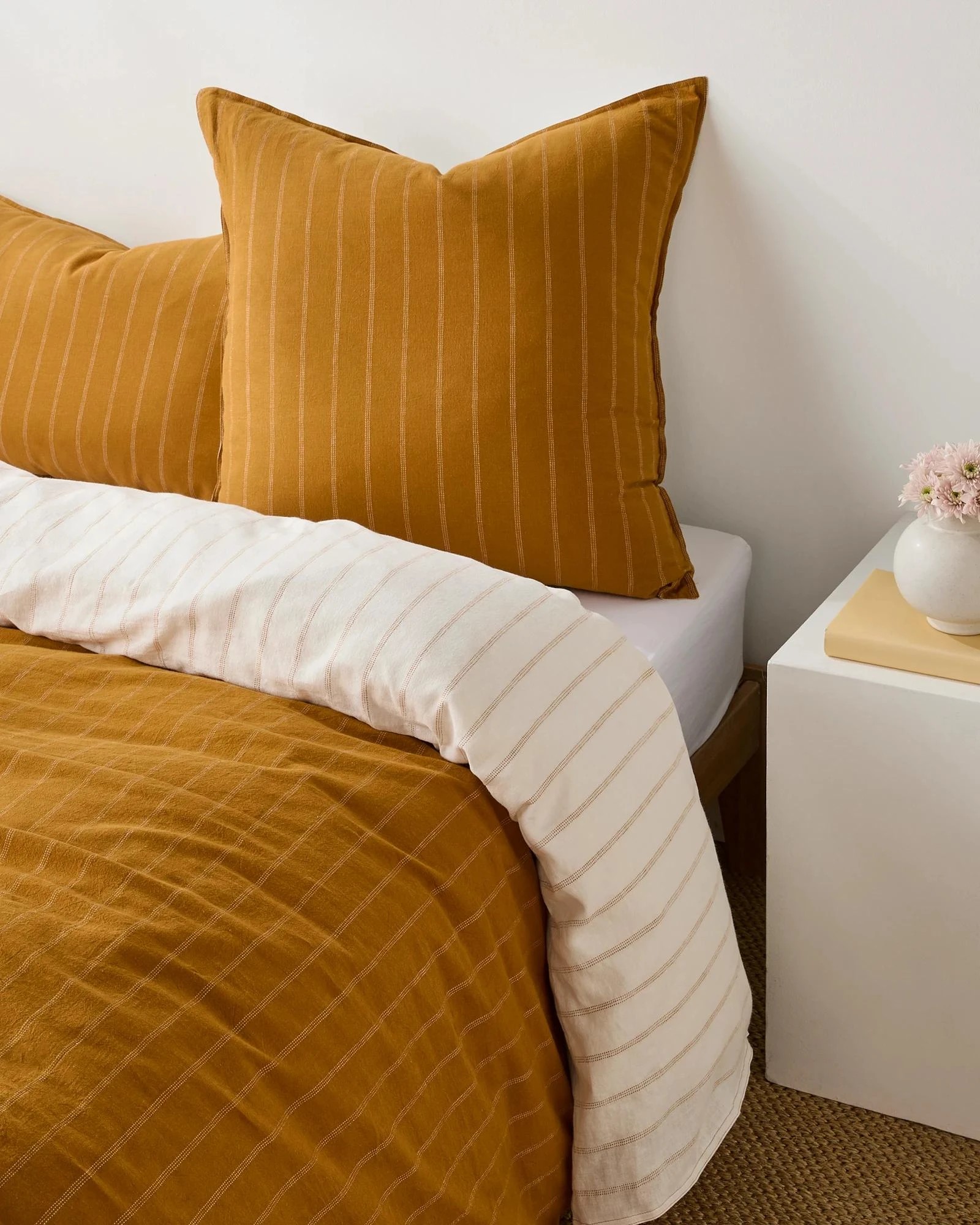 1 Target Adelle Stripe Linen/Cotton European Pillowcase - Queen Bed - Yellow, 1 of 6