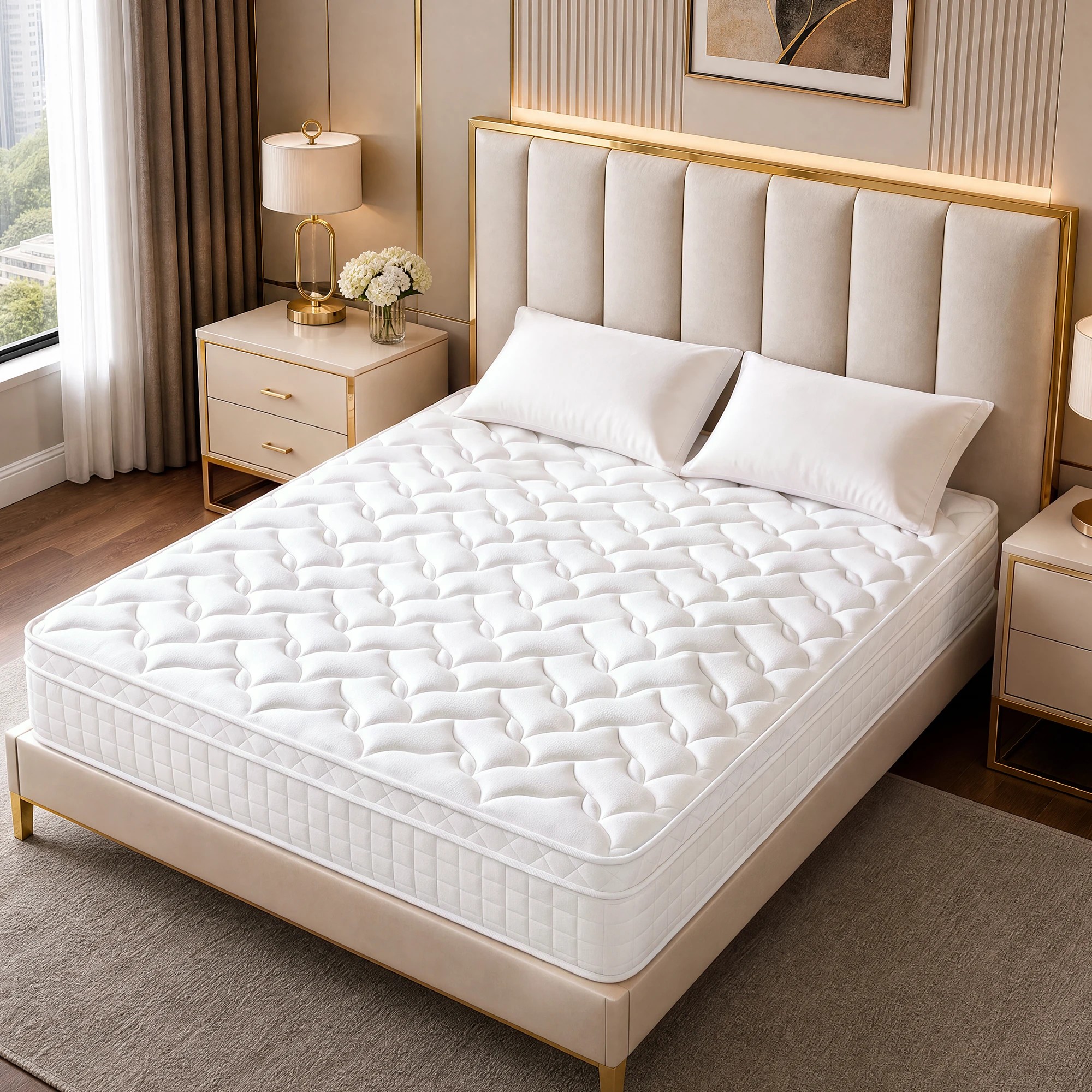 9 Advwin 34CM Hybrid Mattress with Memory Foam & Individual Pocket Springs Double Size - White, 9 of 9