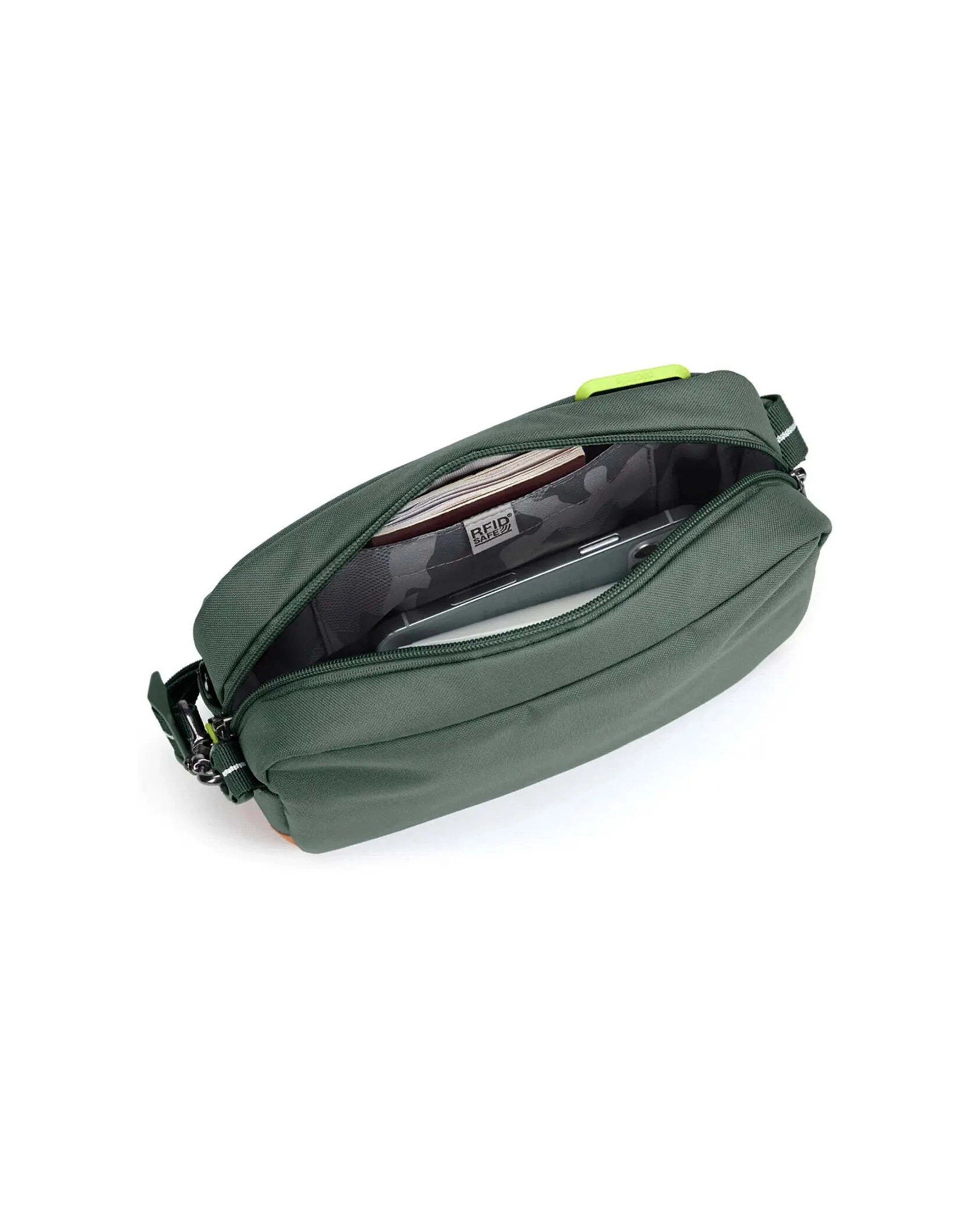 2 Pacsafe Go Anti-Theft Crossbody Bag Cut-Resistant Materials RFID Blocking Pocket 7in Spruce - Green, 2 of 8
